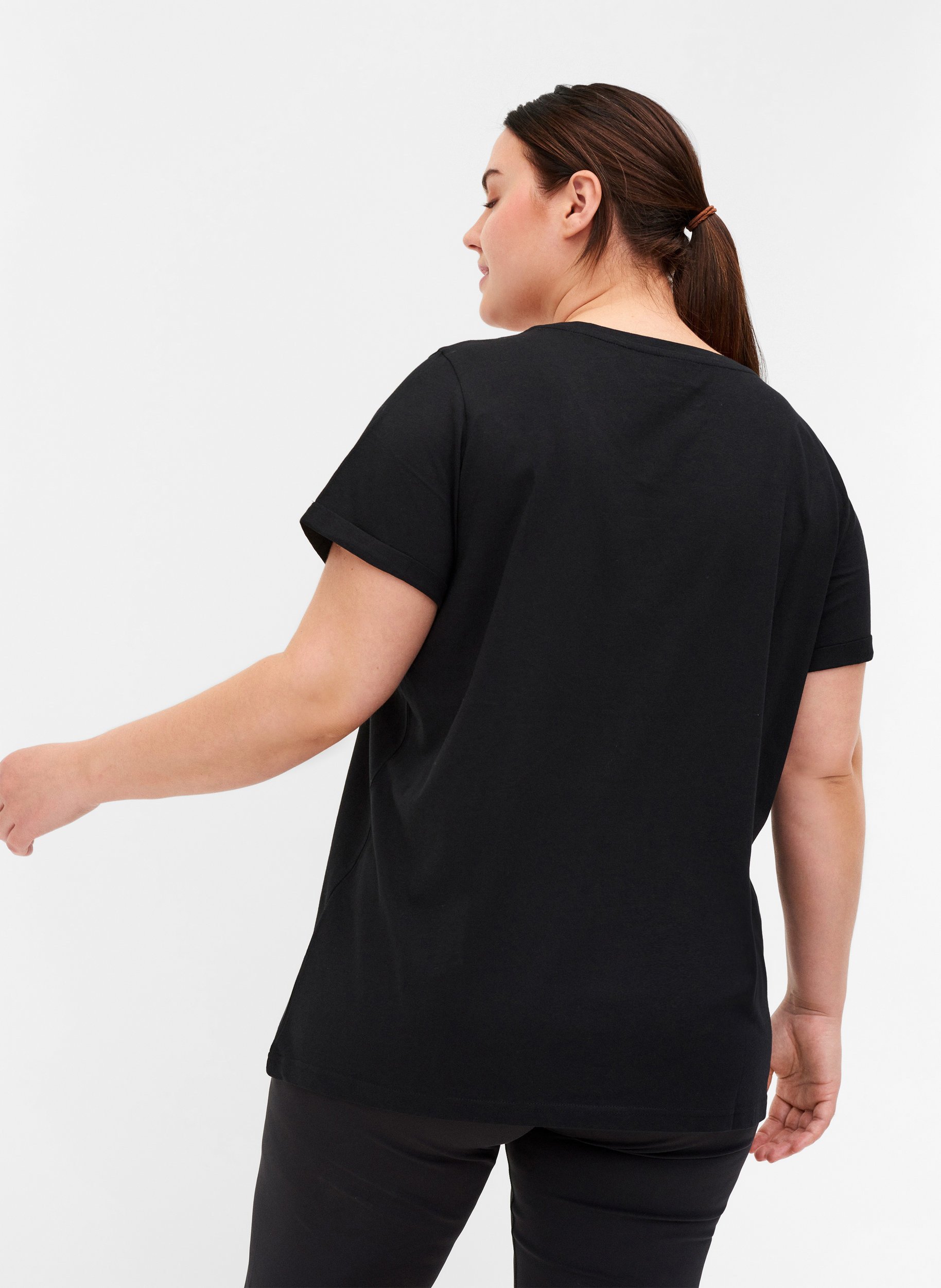 Trainings-T-Shirt mit Print, Black Glitter, Model image number 1