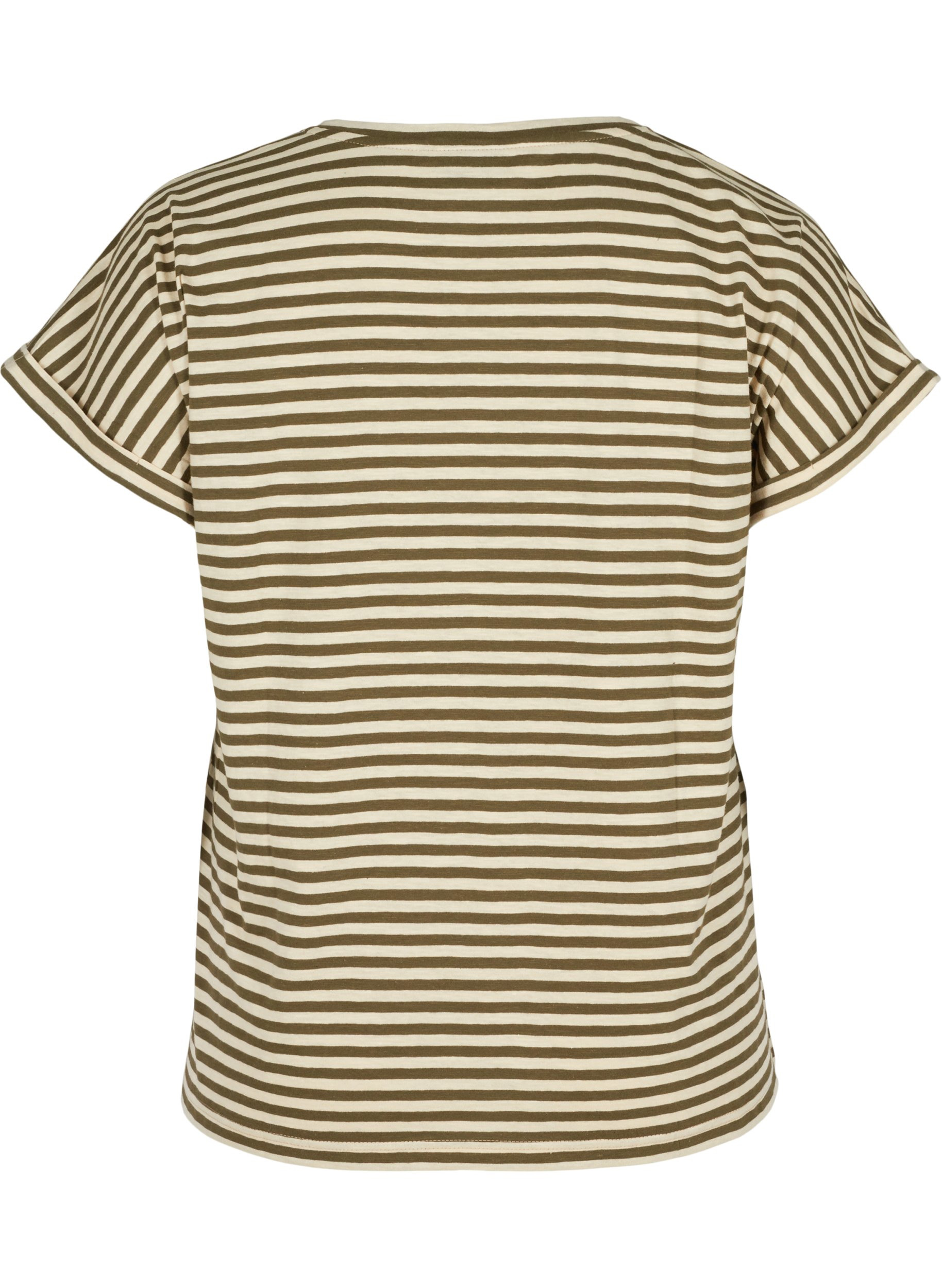 Gestreiftes T-Shirt aus Baumwolle, Ivy Green Y/D, Packshot image number 1