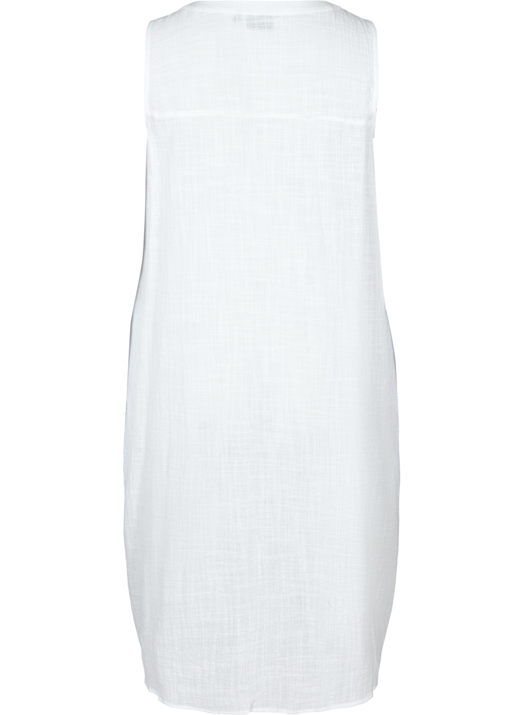 Ärmelloses Kleid aus Baumwolle, White, Packshot image number 1