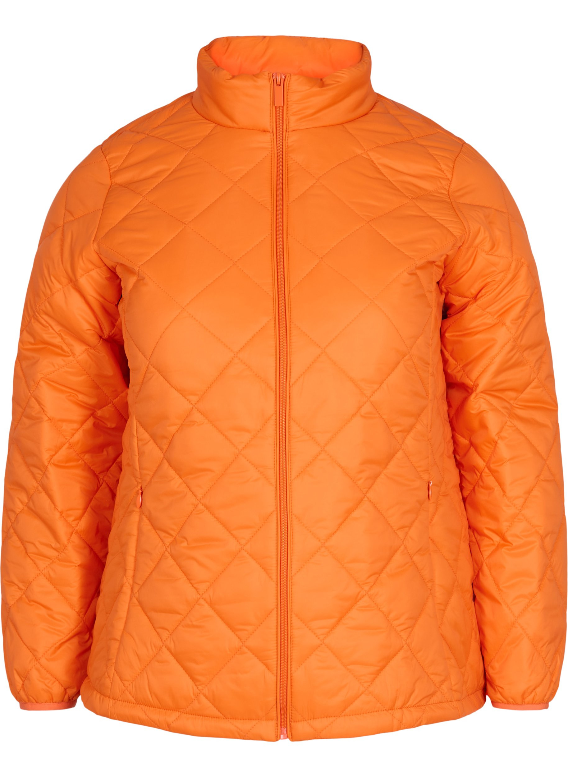 Gesteppte Leichtgewichtsjacke mit Reißverschluss und Taschen, Mandarin Orange, Packshot image number 0