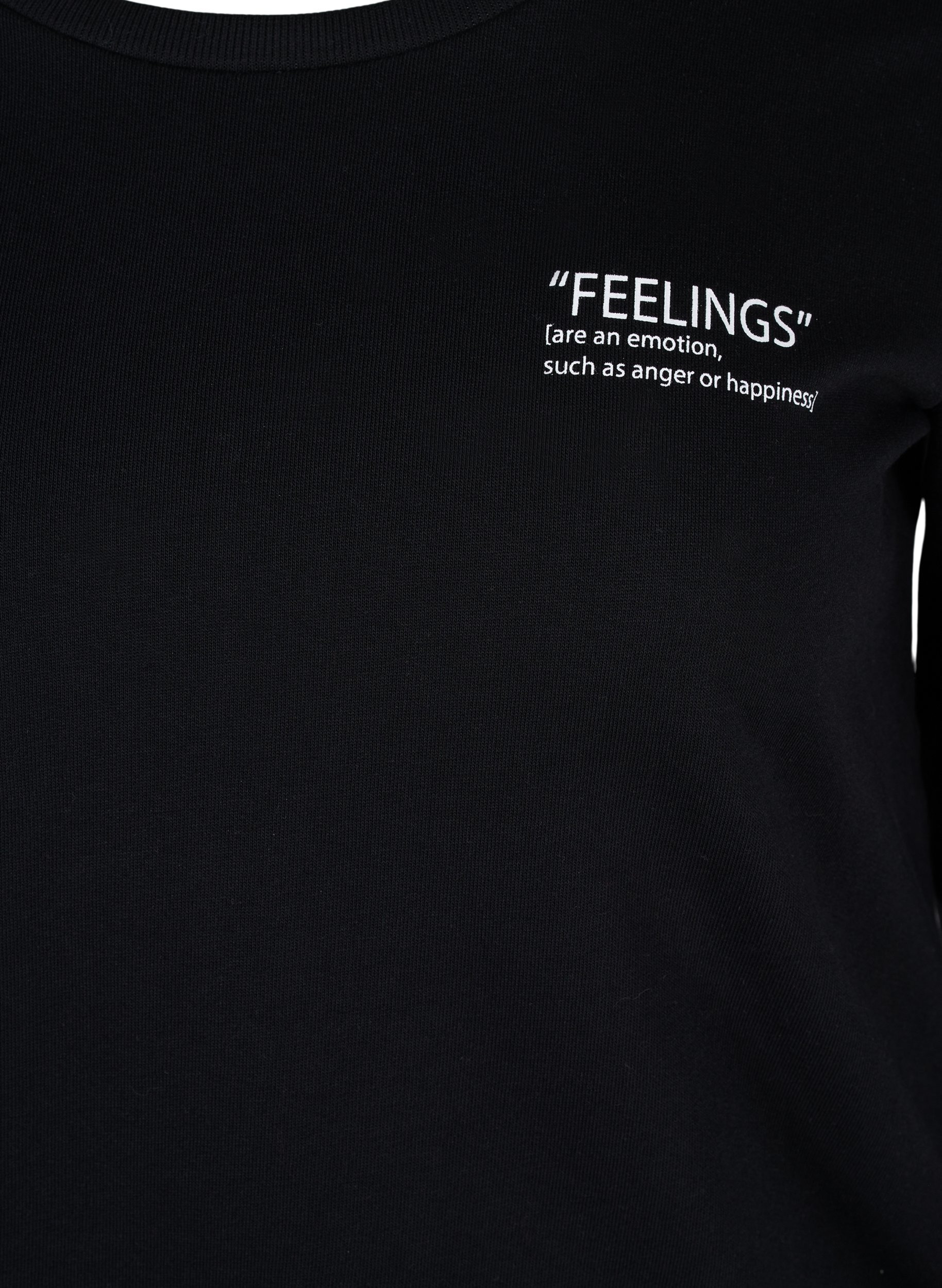 Baumwollsweatshirt mit Textaufdruck, Black, Packshot image number 2