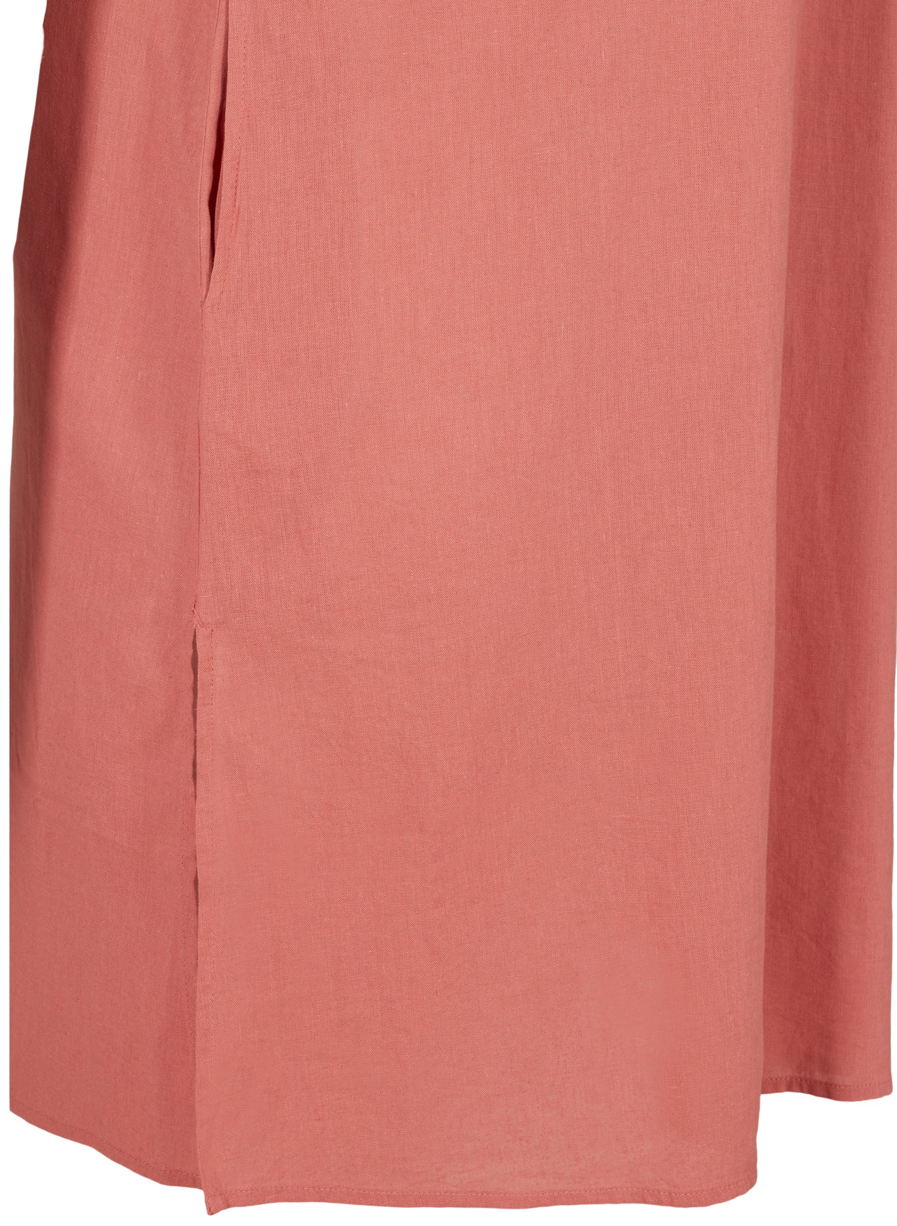Kurzarm Kleid aus Baumwollmischung mit Leinen, Canyon Rose, Packshot image number 3