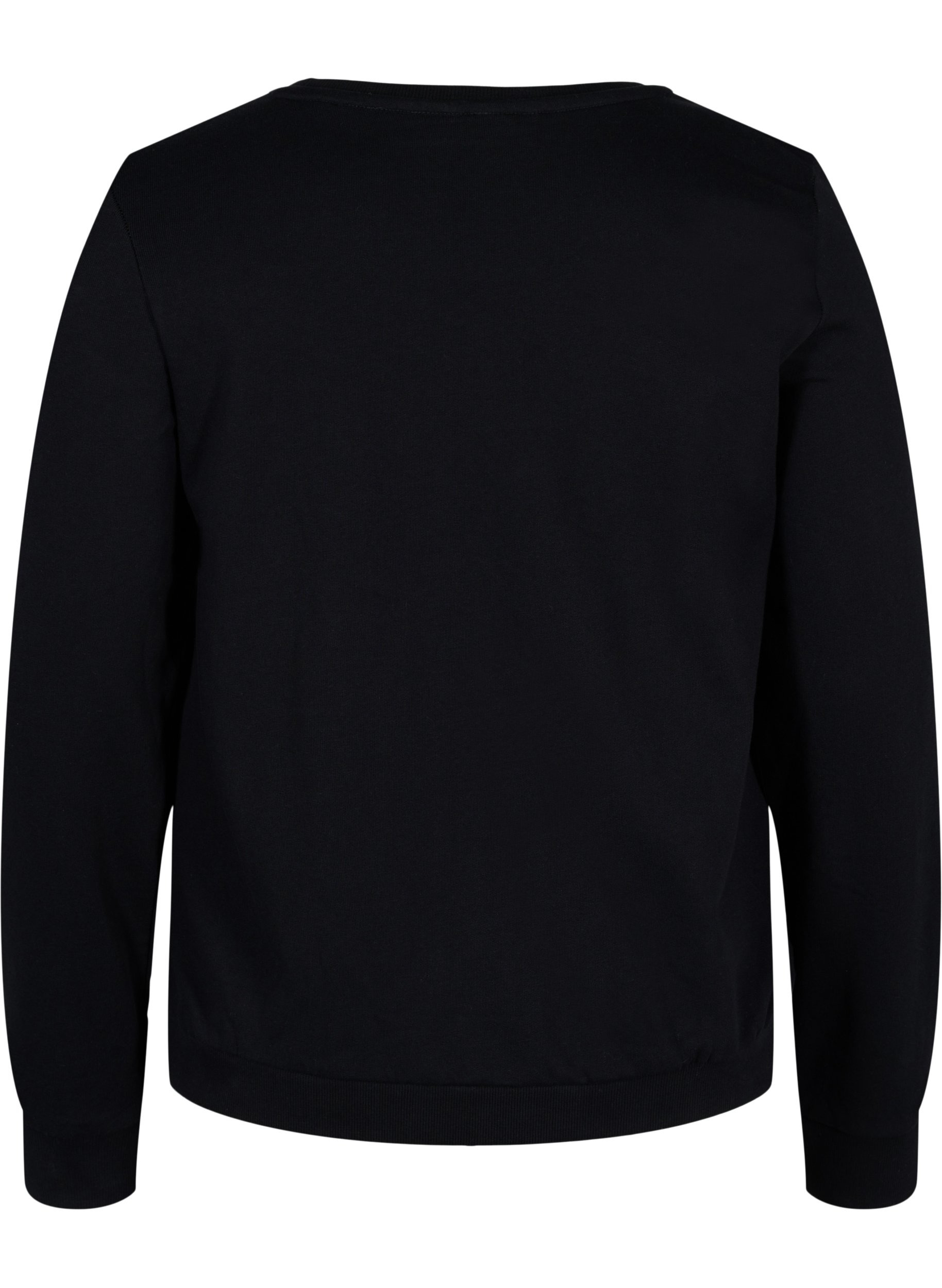 Baumwollsweatshirt mit Textaufdruck, Black, Packshot image number 1