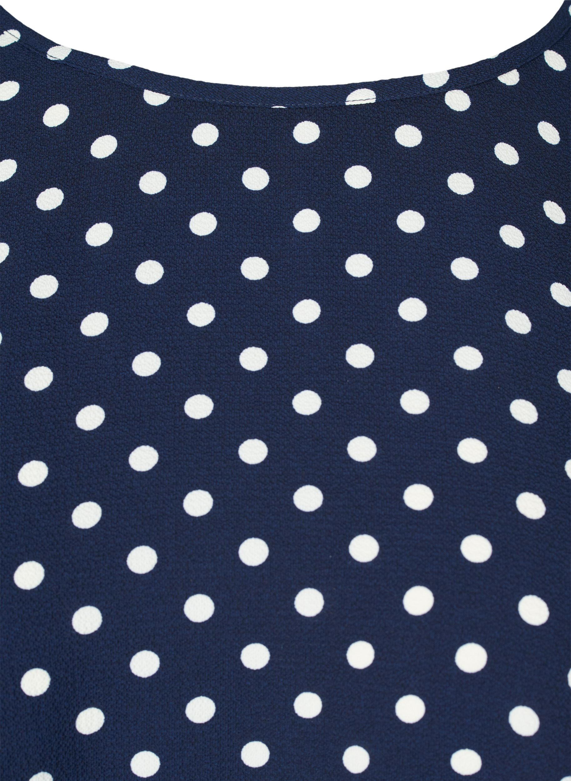 Bluse mit kurzen Ärmeln und Rundhalsausschnitt, Navy Bla w White Dot, Packshot image number 2