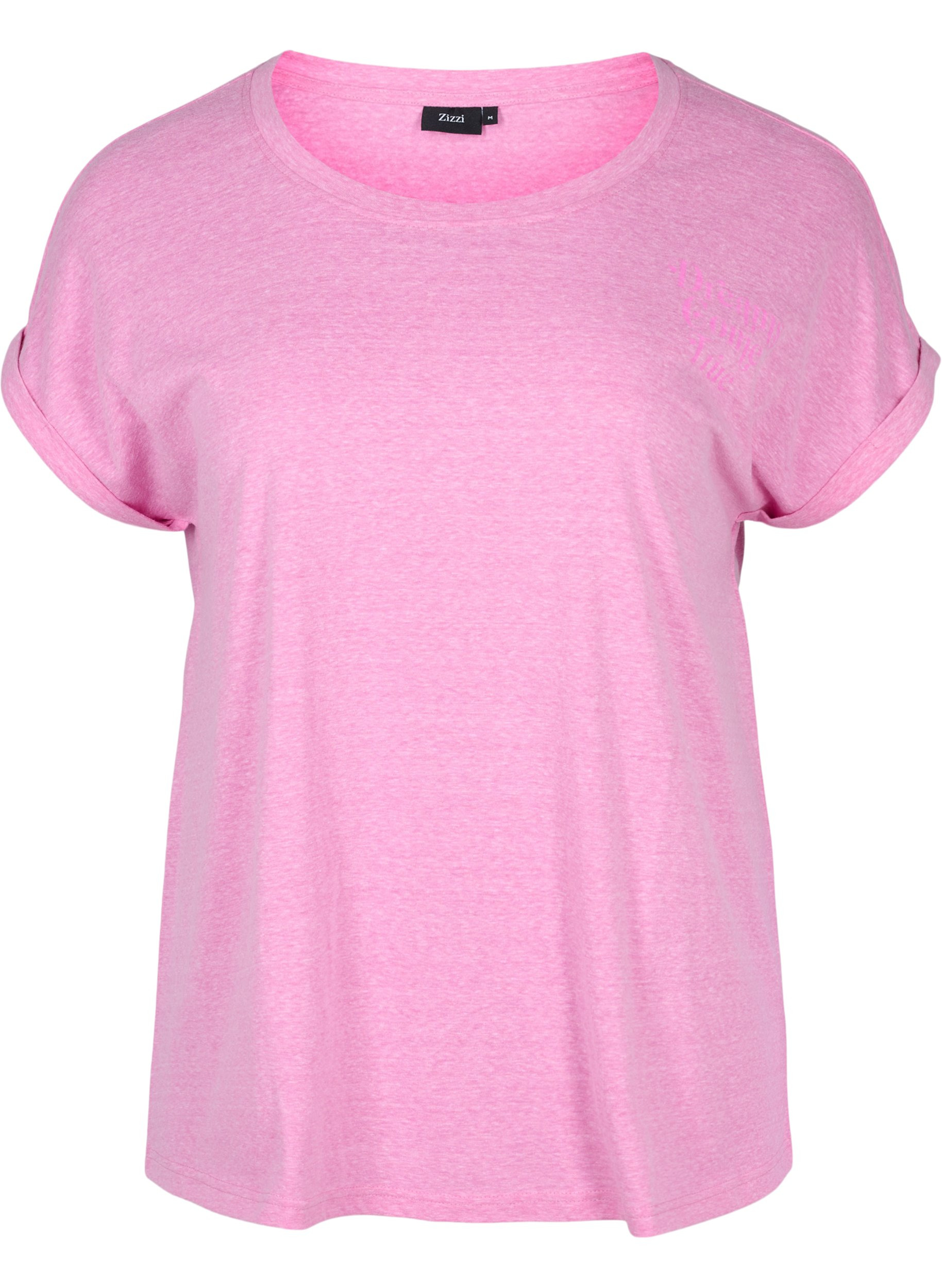 Meliertes T-Shirt aus Baumwolle, Cyclamen Melange, Packshot image number 0