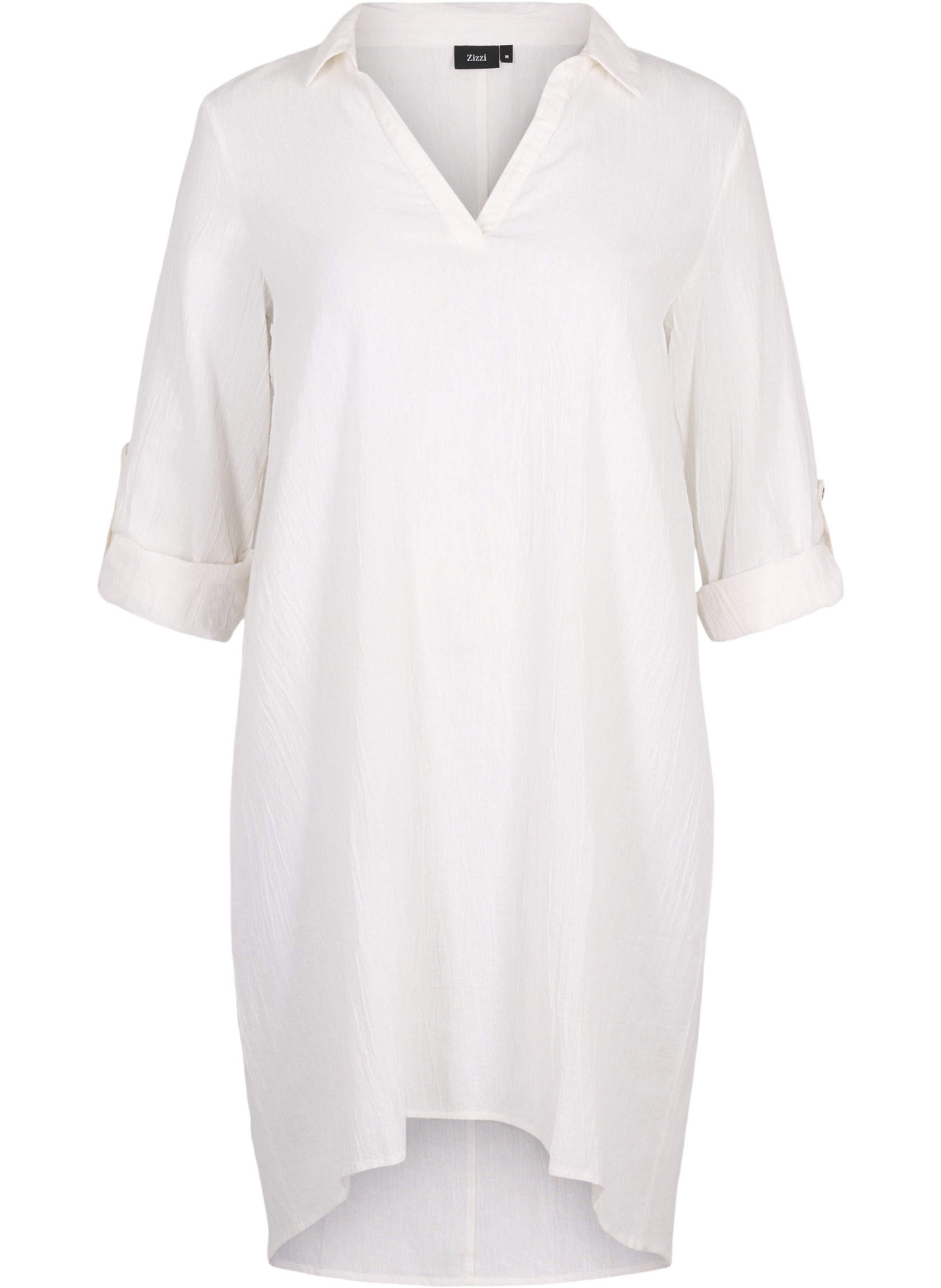 Kleid mit V-Ausschnitt und Kragen, White, Packshot image number 0