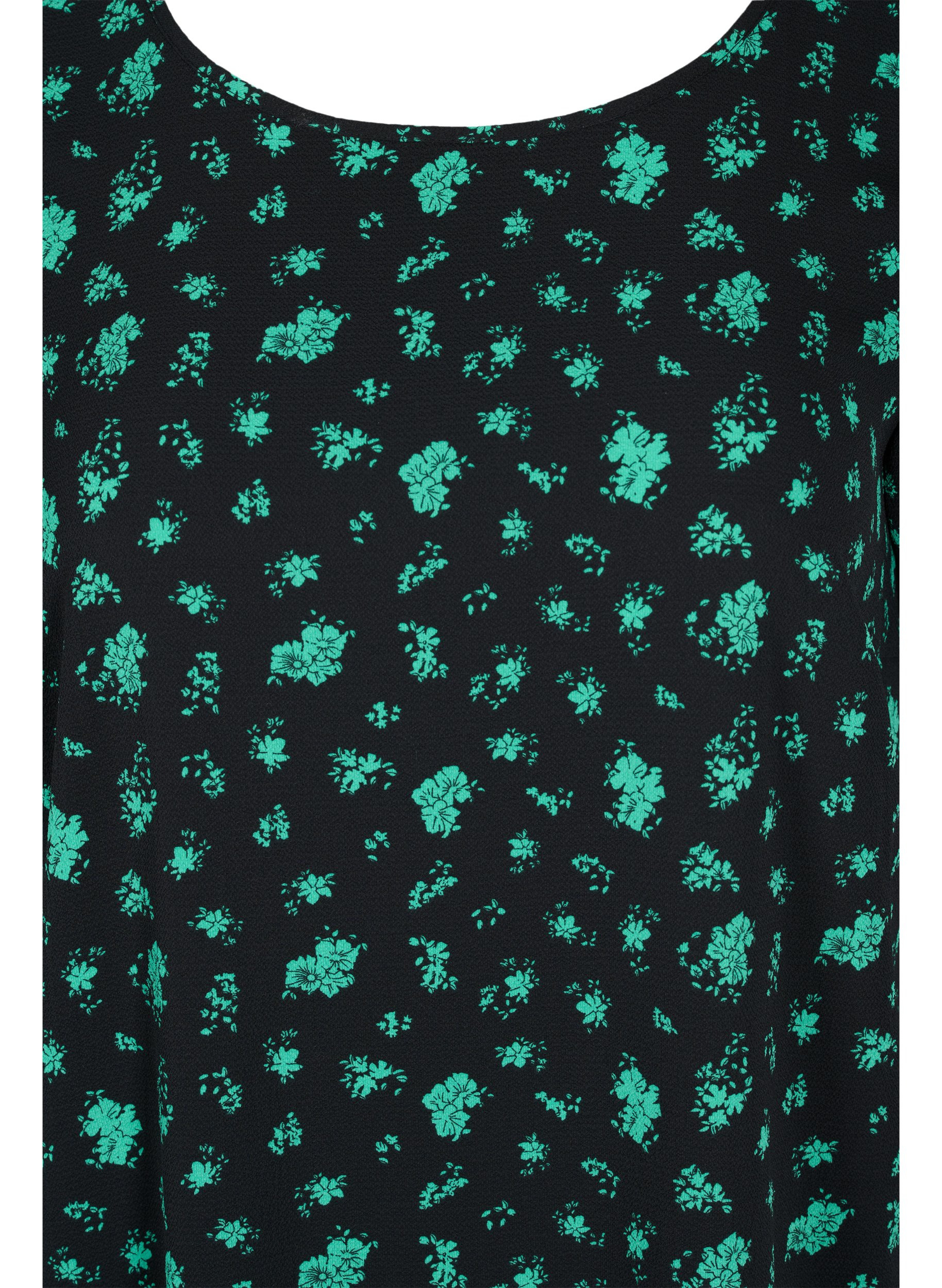 Bedrucktes Kleid mit kurzen Ärmeln, Green Flower AOP, Packshot image number 2