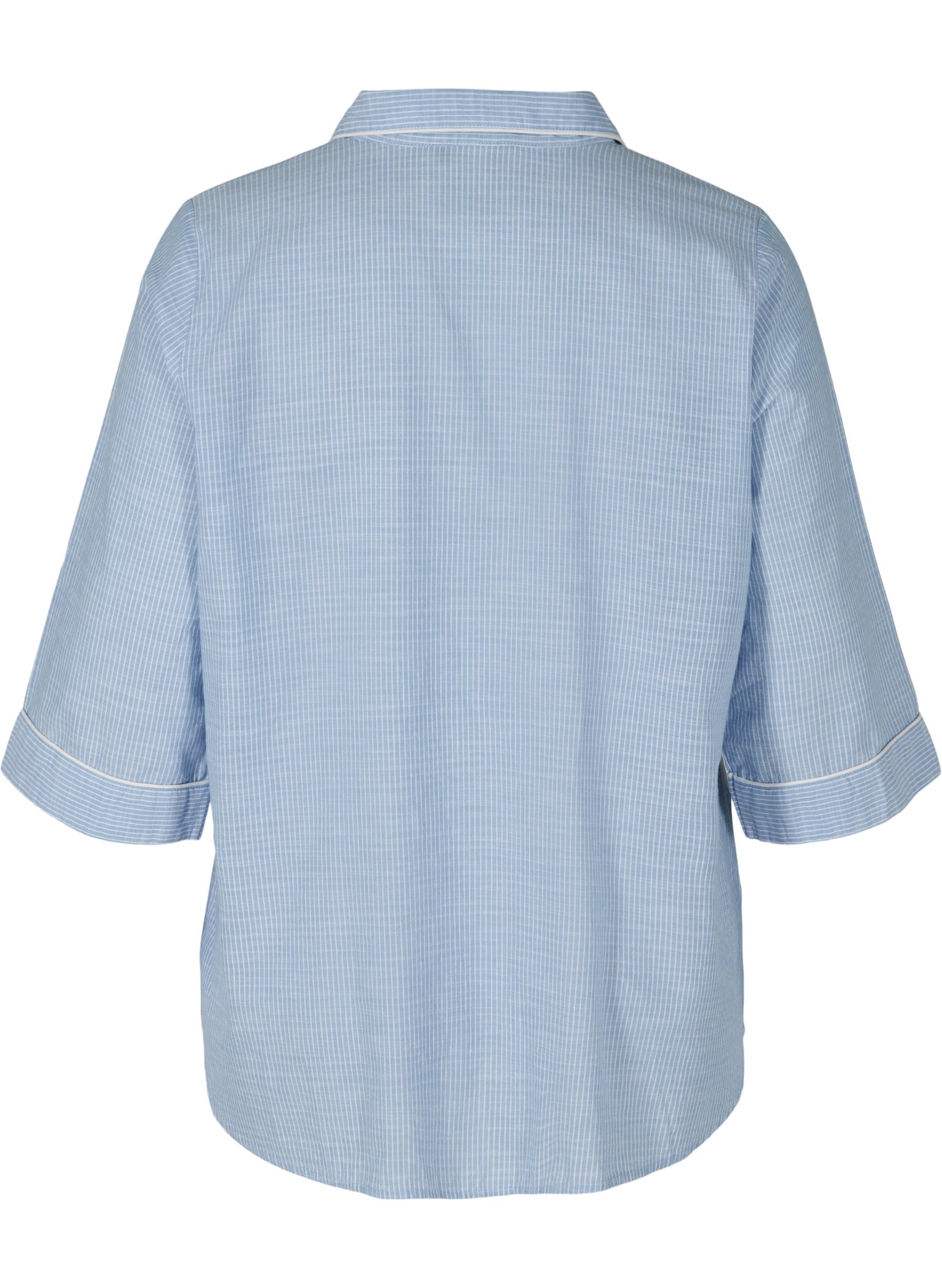Gestreiftes Nachthemd aus Baumwolle, White/Blue Stripe, Packshot image number 1