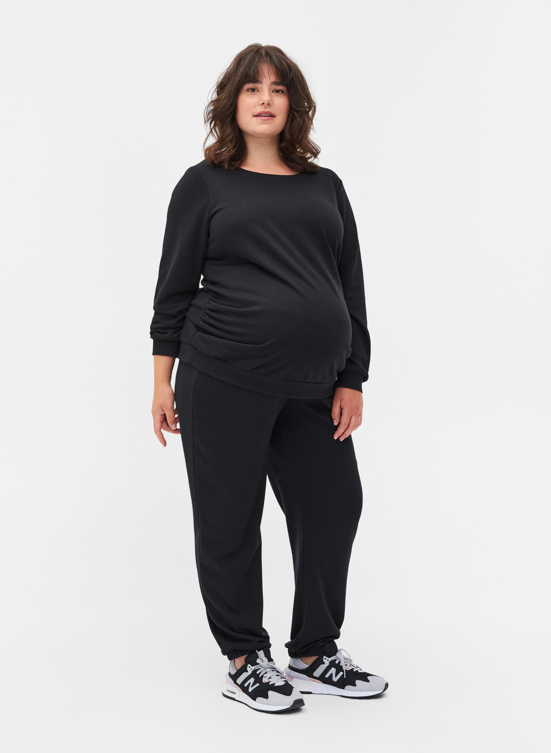 Schwangerschafts-Sweatshirt mit Rippbündchen, Black, Model image number 3