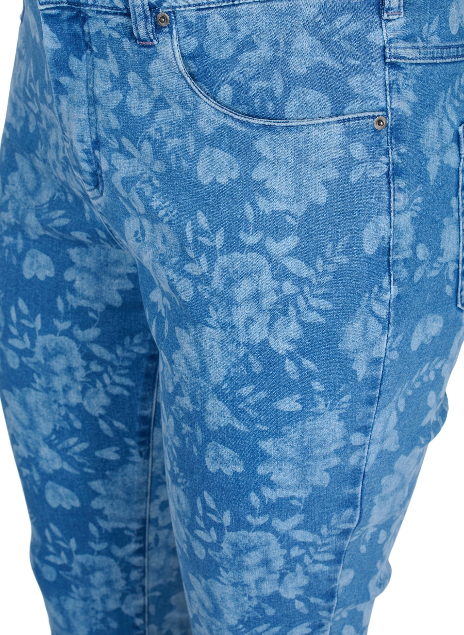 Super Slim Amy Jeans mit Muster, Blue denim, Packshot image number 2