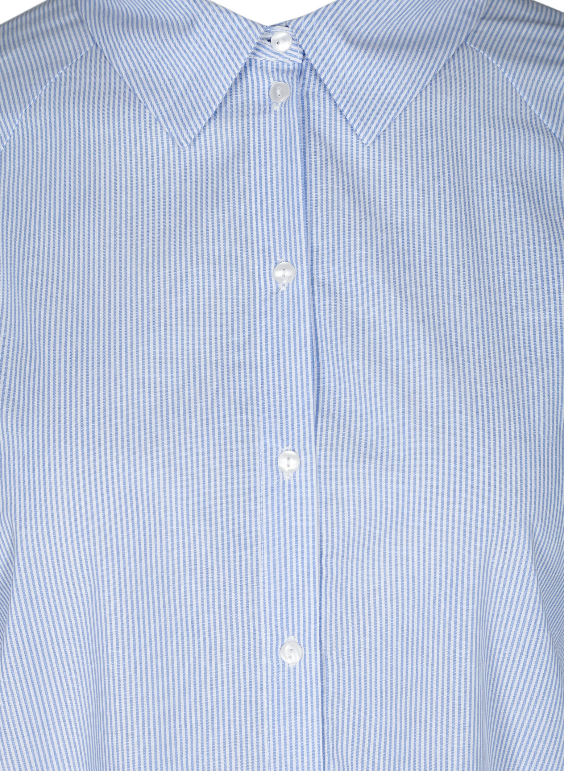 Gestreifte Bluse aus Baumwolle, White/Blue stripe, Packshot image number 2