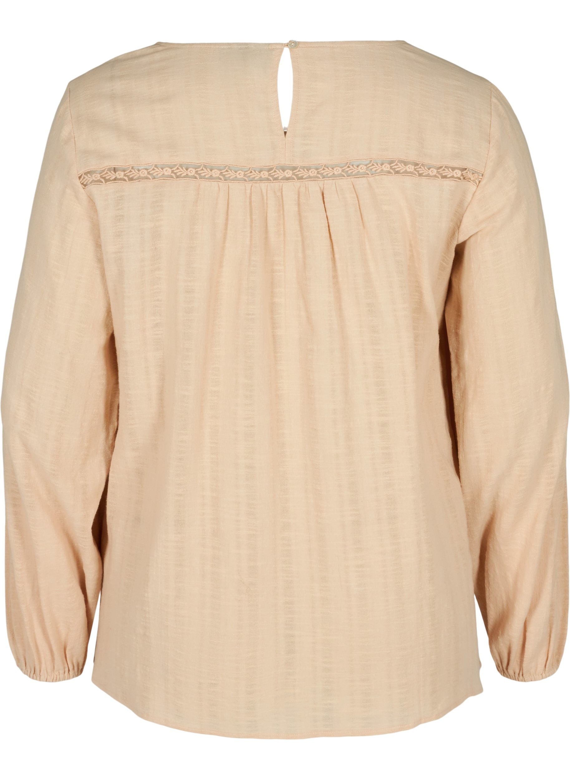 Langarm Bluse aus Baumwolle mit Stickerei, Irish Cream, Packshot image number 1