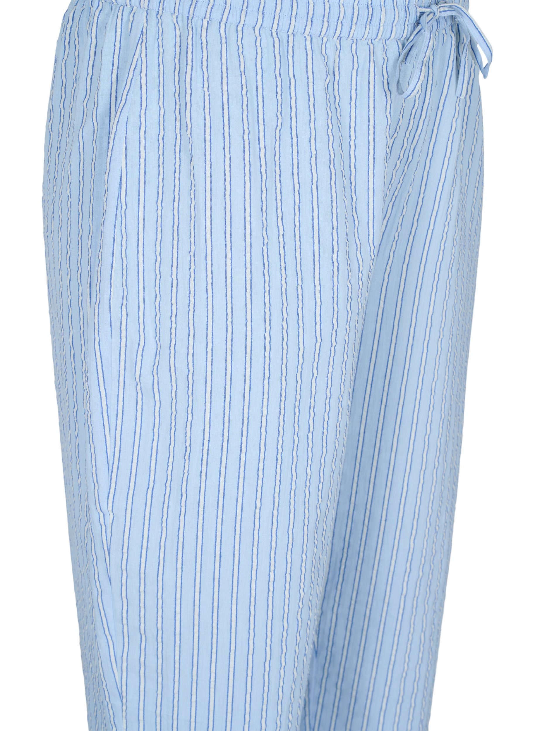 Lockere, gestreifte Schlafanzughose aus Baumwolle, Chambray Blue Stripe, Packshot image number 2