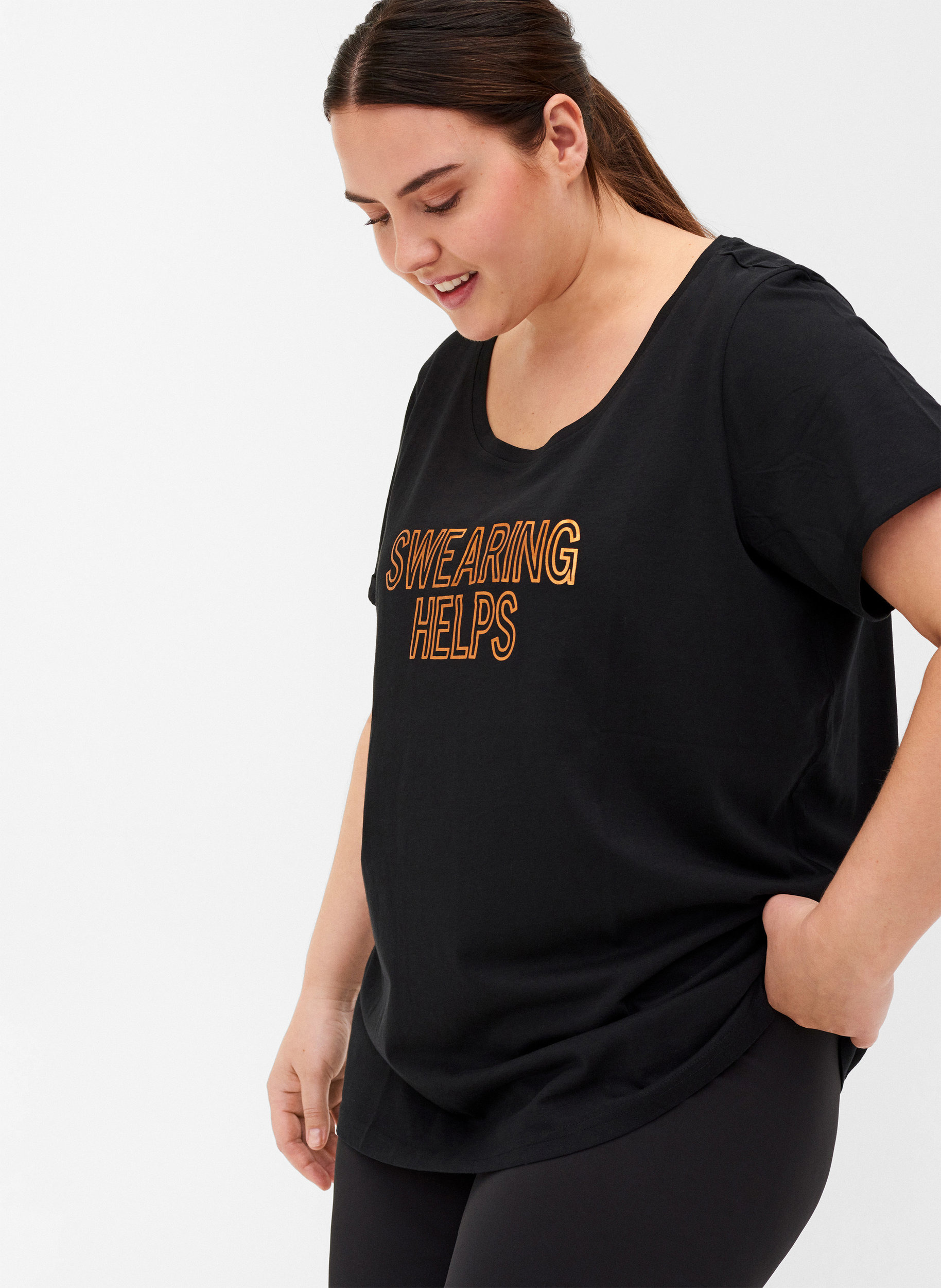 Trainings-T-Shirt mit Print, Black Swearing, Model image number 2