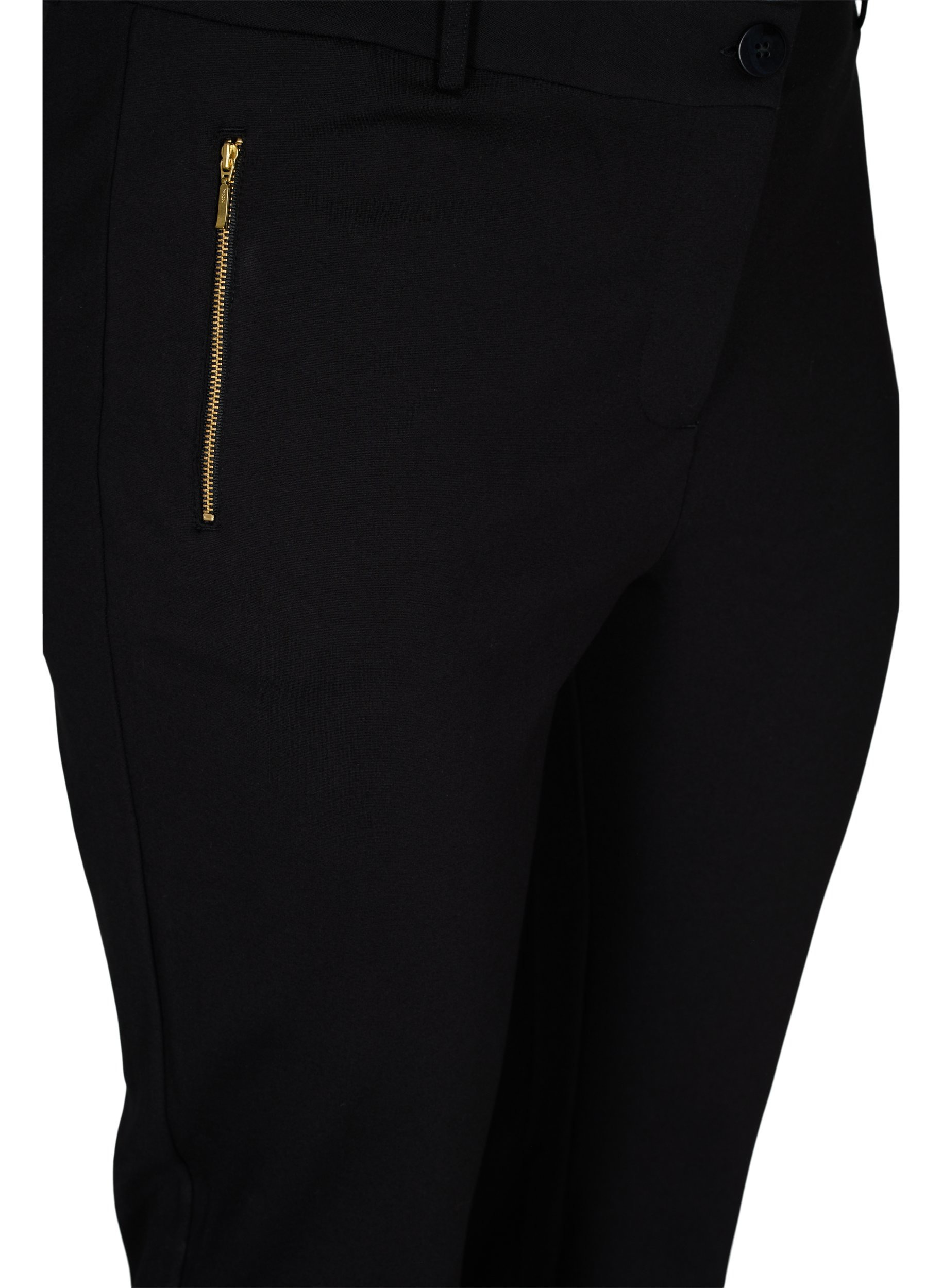 Enganliegende Hose mit Taschen und Reißverschluss, Black, Packshot image number 2