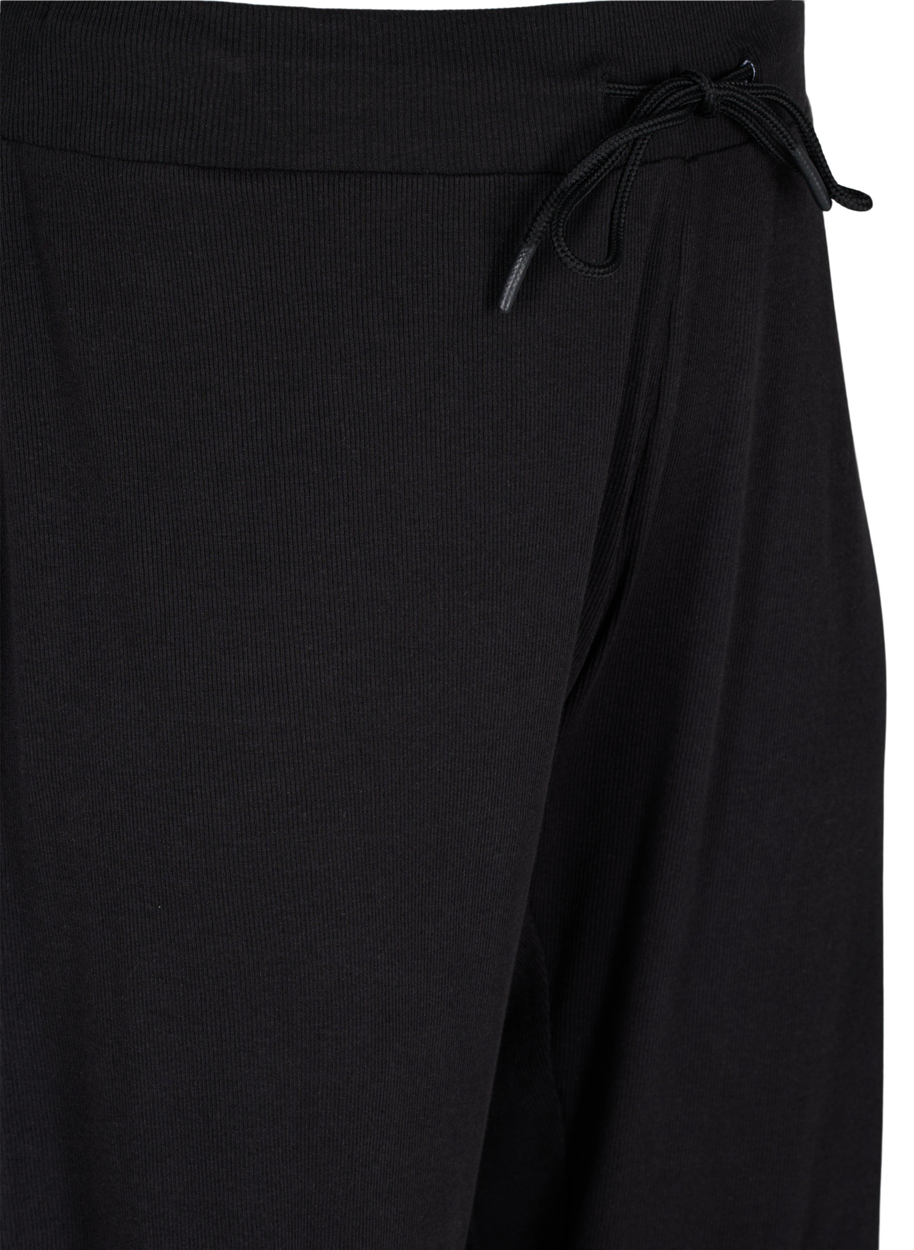 Lockere Culotte-Hose aus Rippqualität, Black, Packshot image number 2