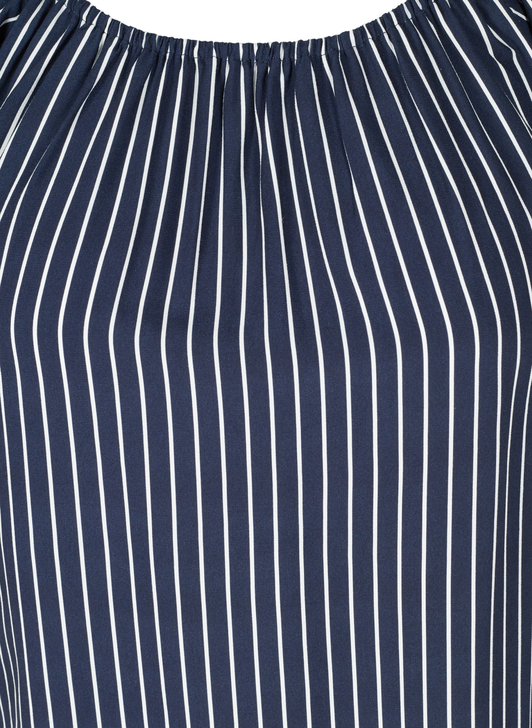 Gestreifte Kurzarm Bluse aus Viskose, Blue White stripe, Packshot image number 2