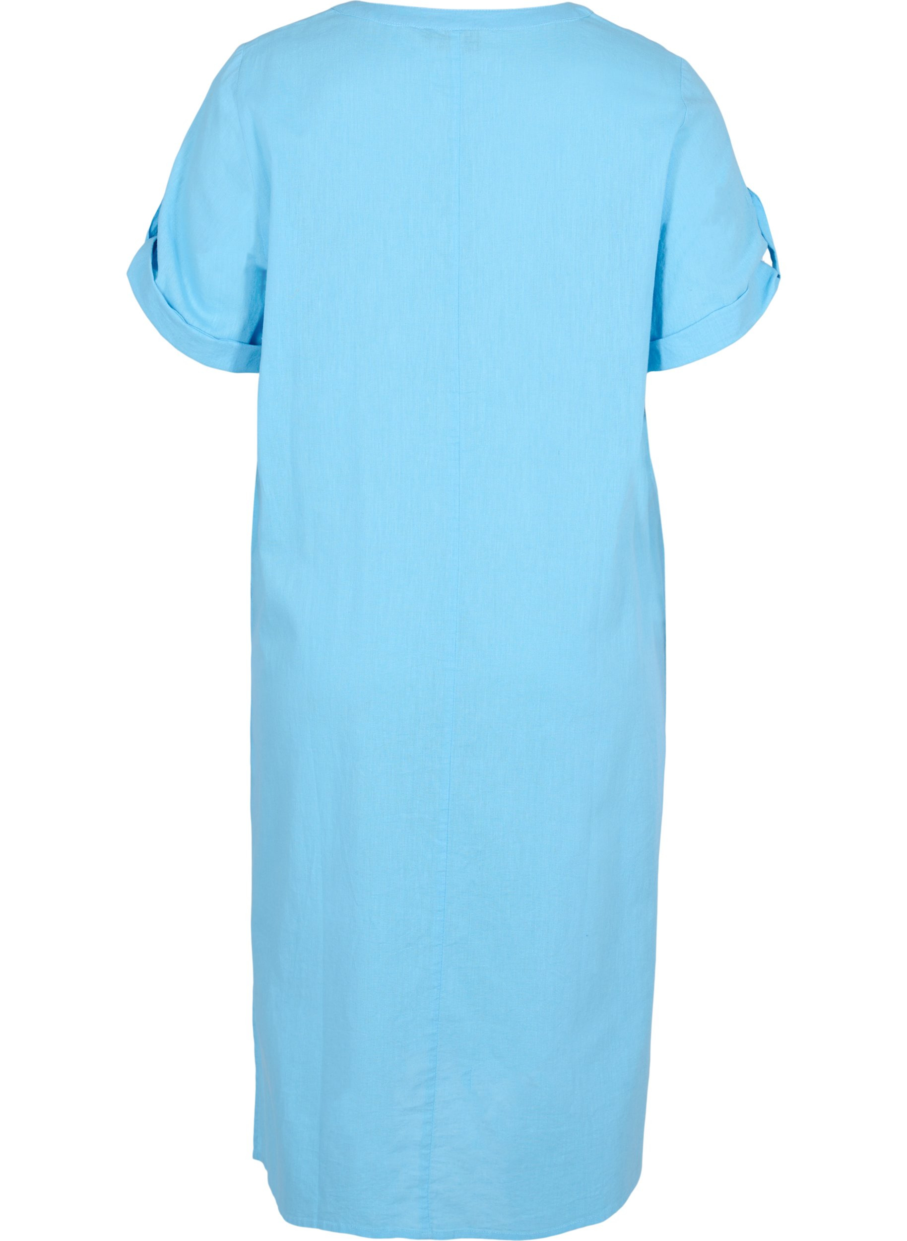 Langes kurzärmeliges Hemdkleid, Alaskan Blue, Packshot image number 1