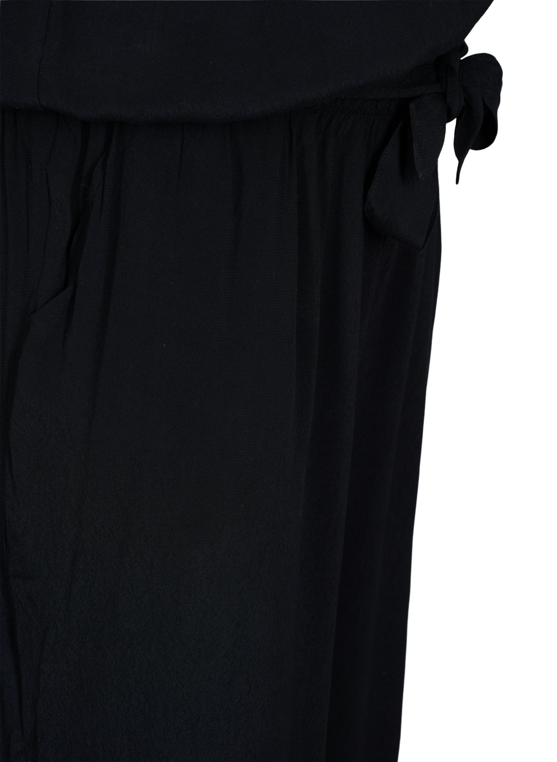 Viskose Jumpsuit mit Knöpfen und Bindeschnüren, Black, Packshot image number 3
