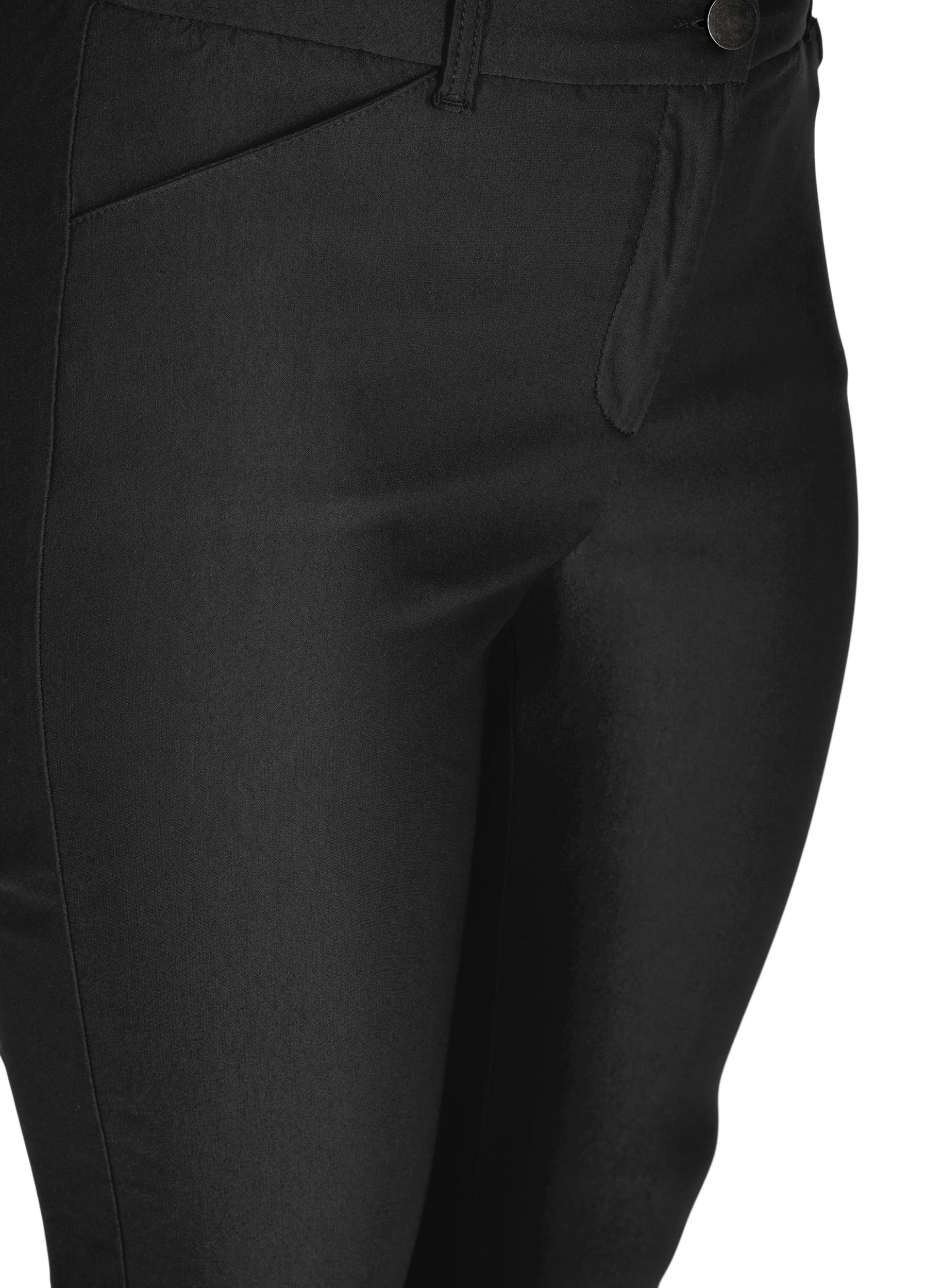 Cropped Hose mit leichtem Glanz, Black, Packshot image number 2
