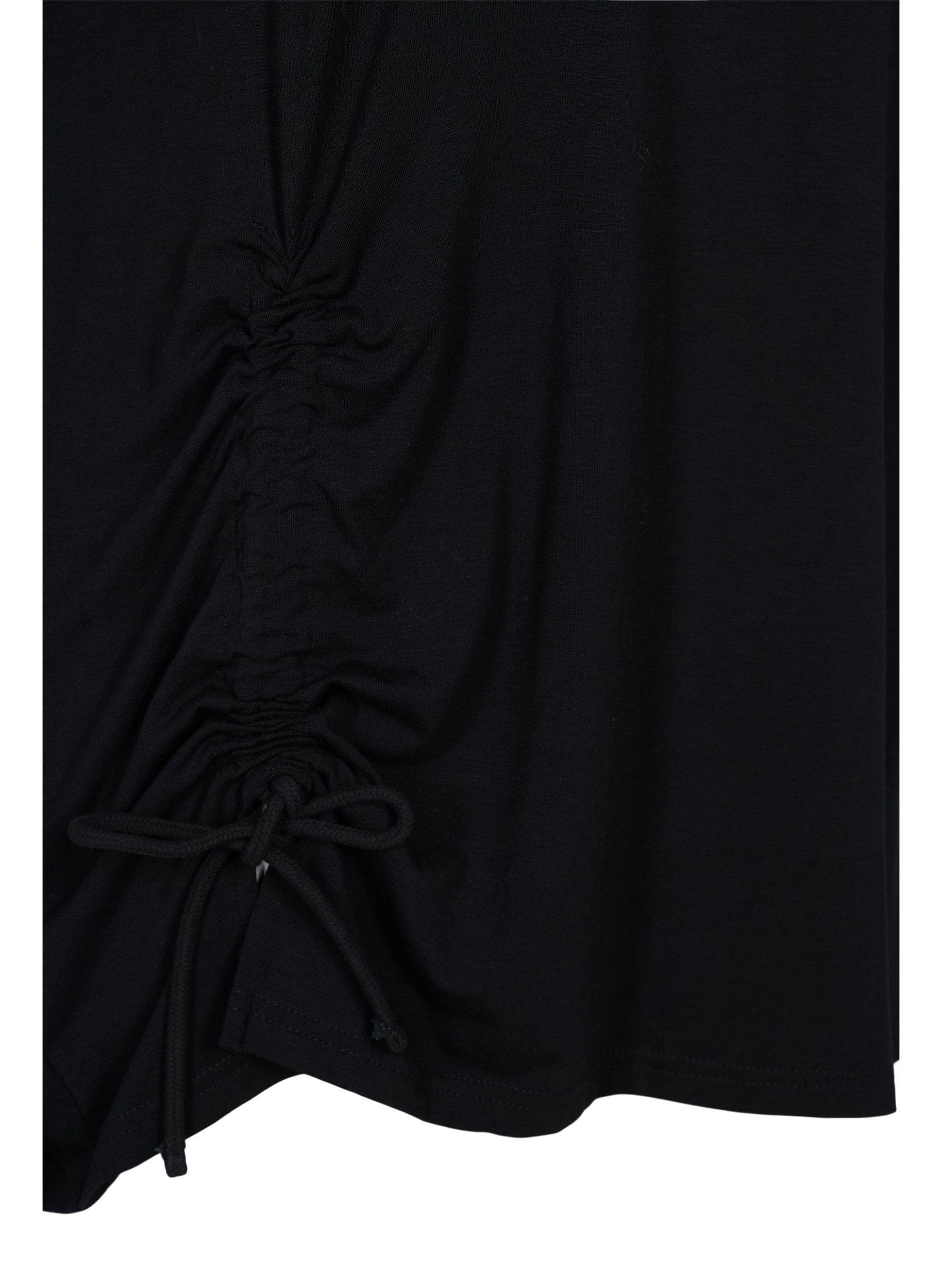 Kurzarm Tunika aus Viskose mit Schnurdetails, Black, Packshot image number 3