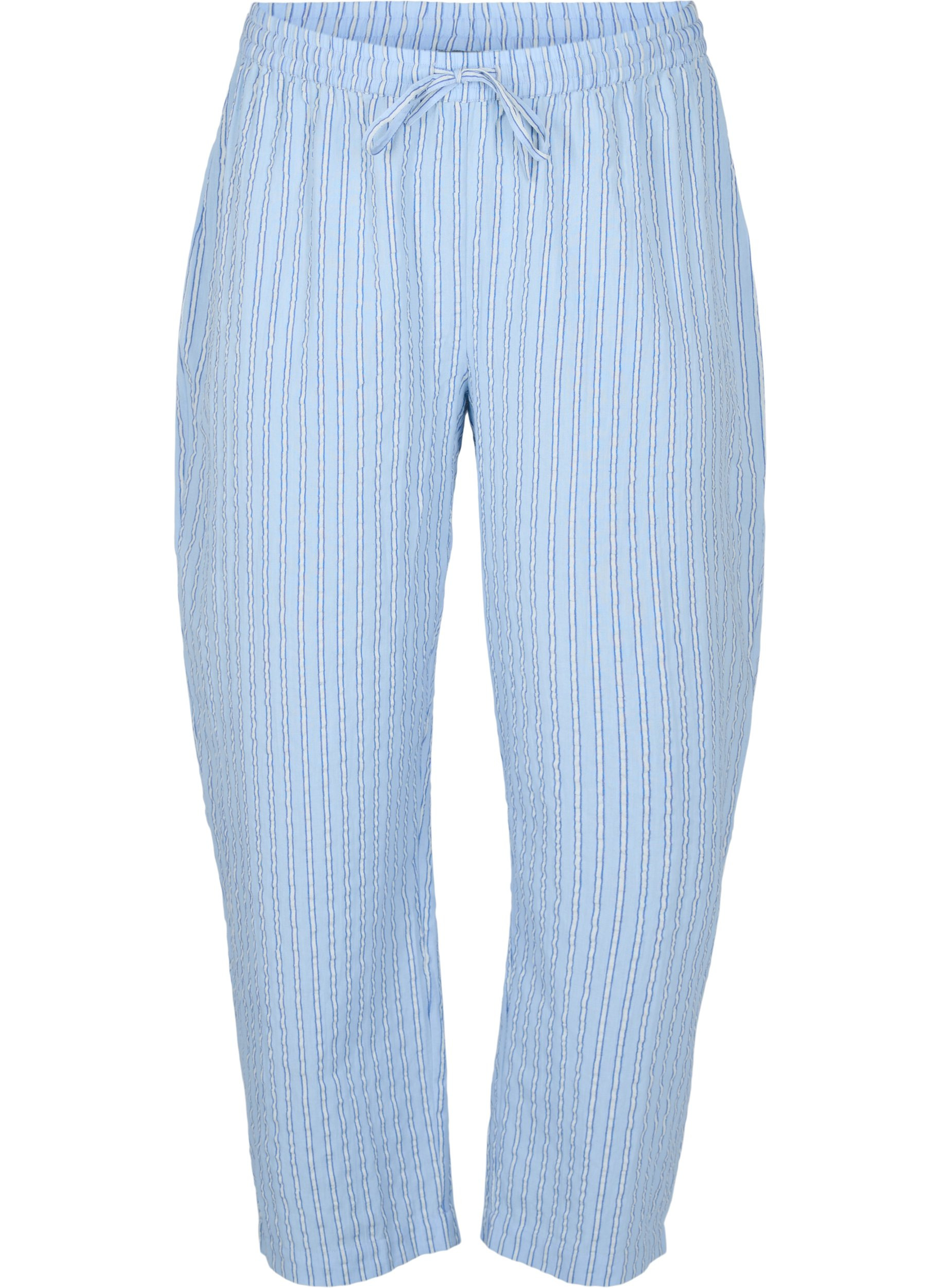 Lockere, gestreifte Schlafanzughose aus Baumwolle, Chambray Blue Stripe