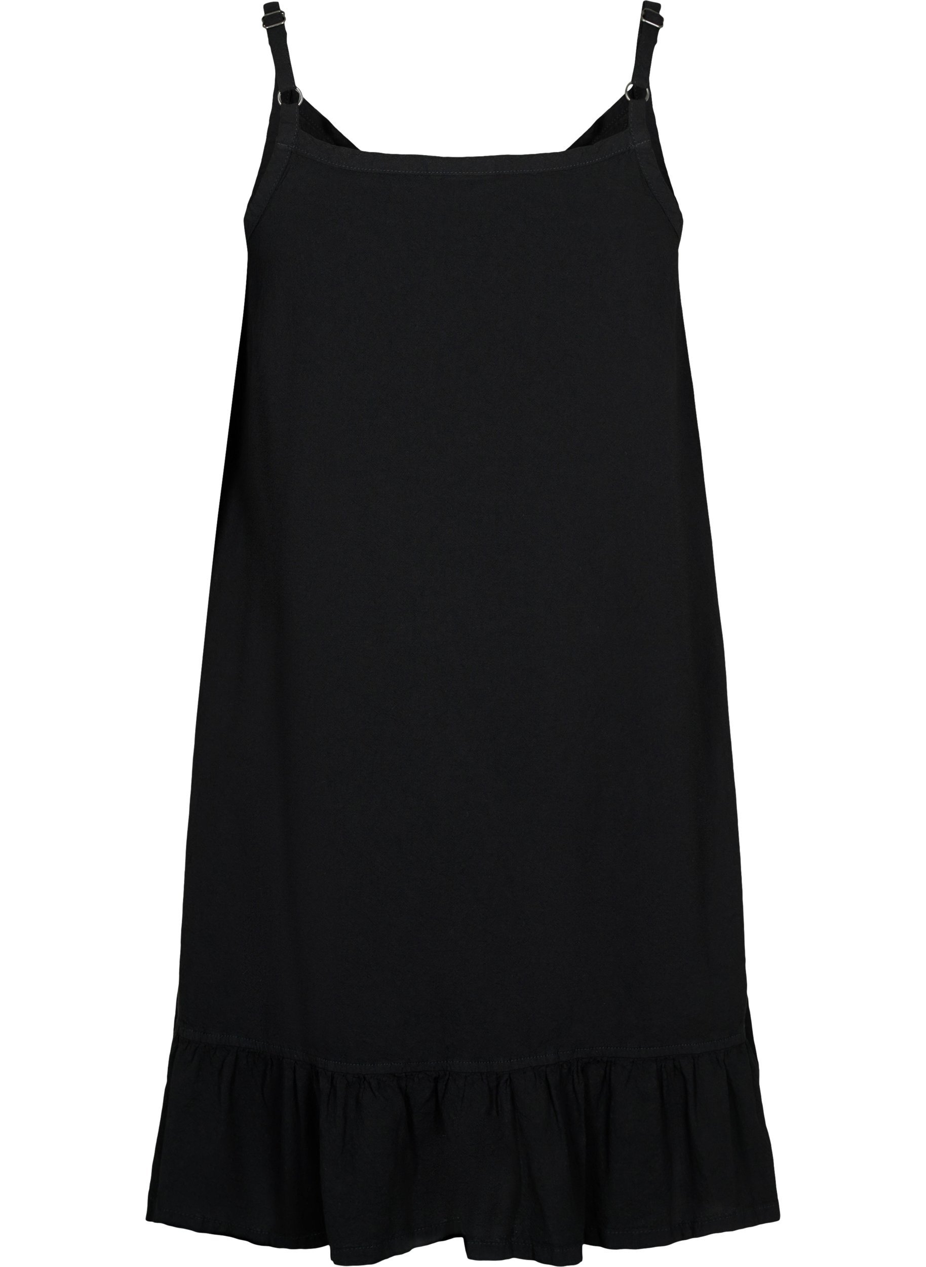 Baumwollkleid mit dünnen Trägern und A-Linie, Black, Packshot image number 1