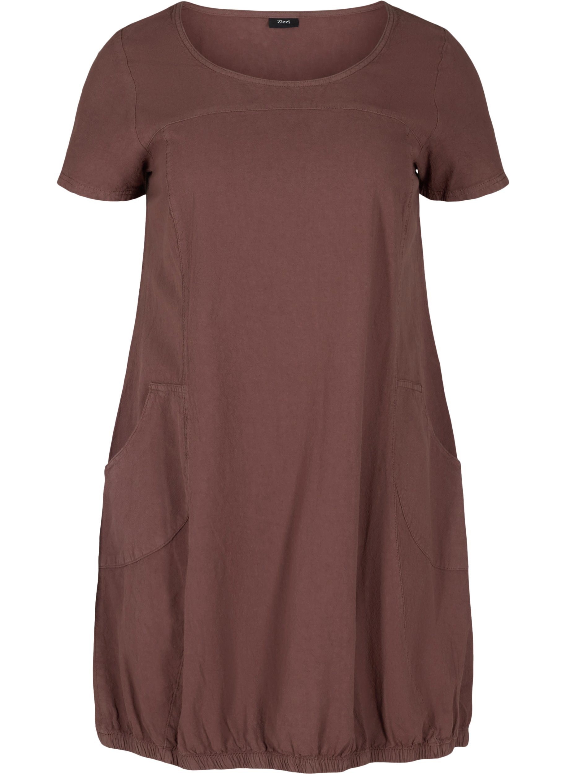 Kurzarm Kleid aus Baumwolle, Mocca, Packshot image number 0