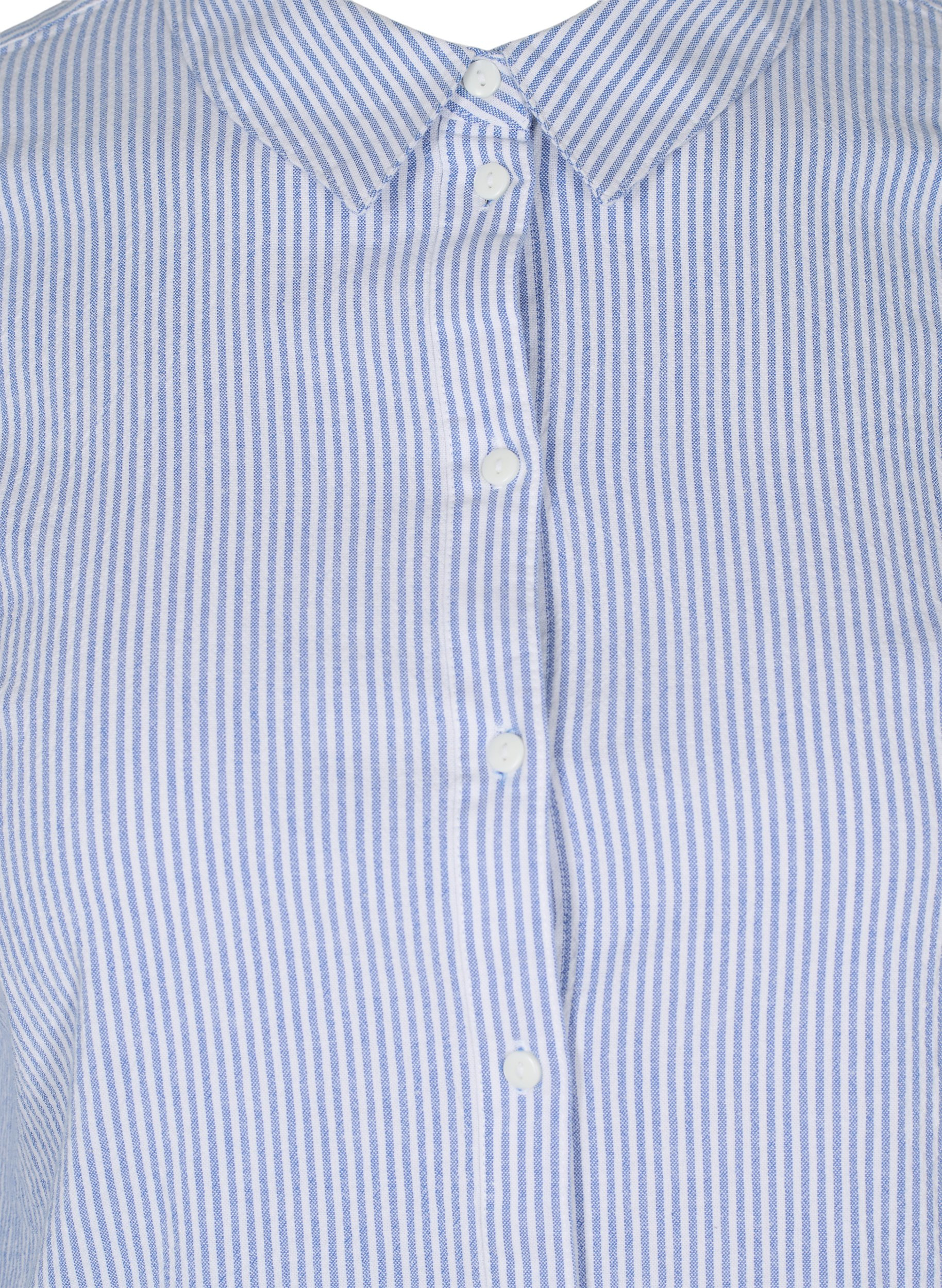 Langarm Hemdbluse aus Baumwolle, Blue Striped, Packshot image number 2