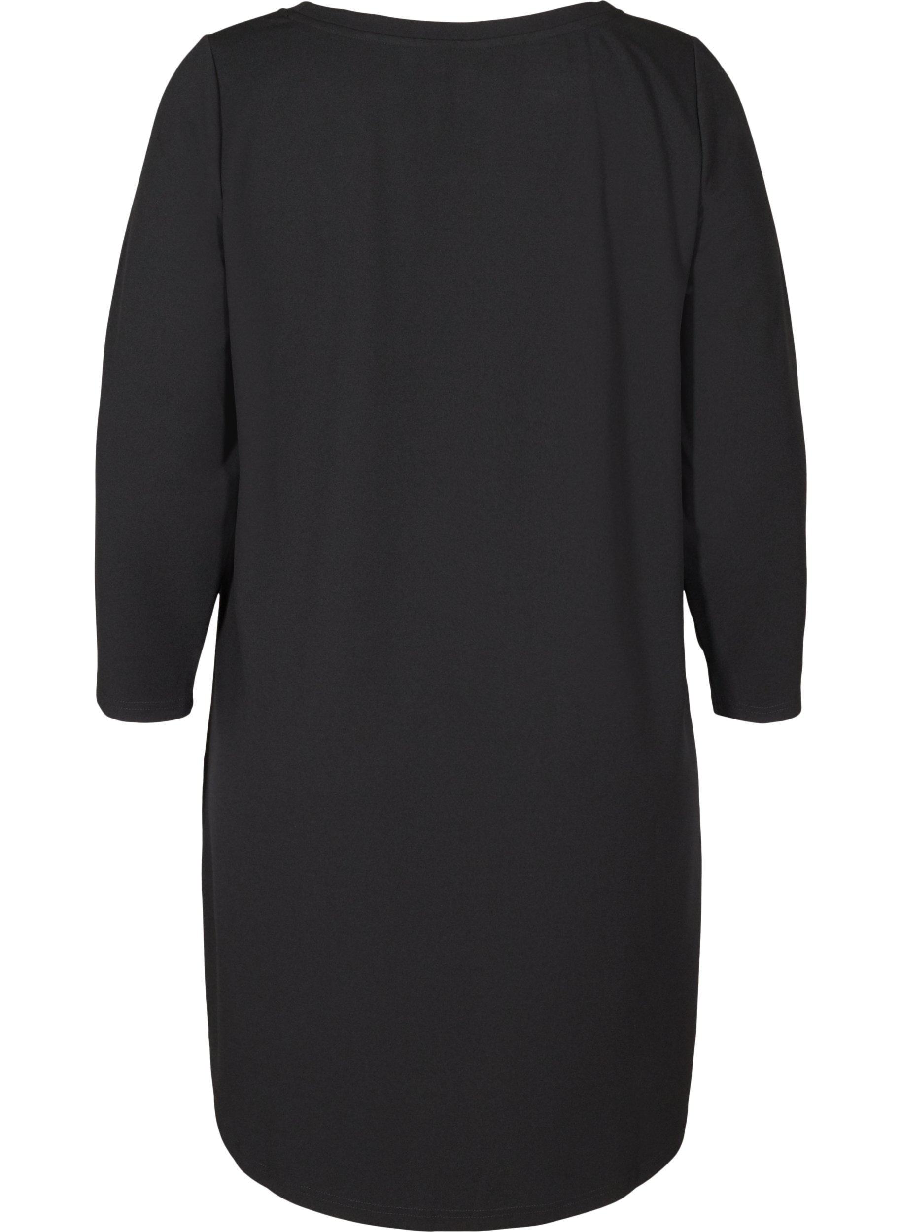 Einfarbiges Kleid mit A-Linie, Black, Packshot image number 1
