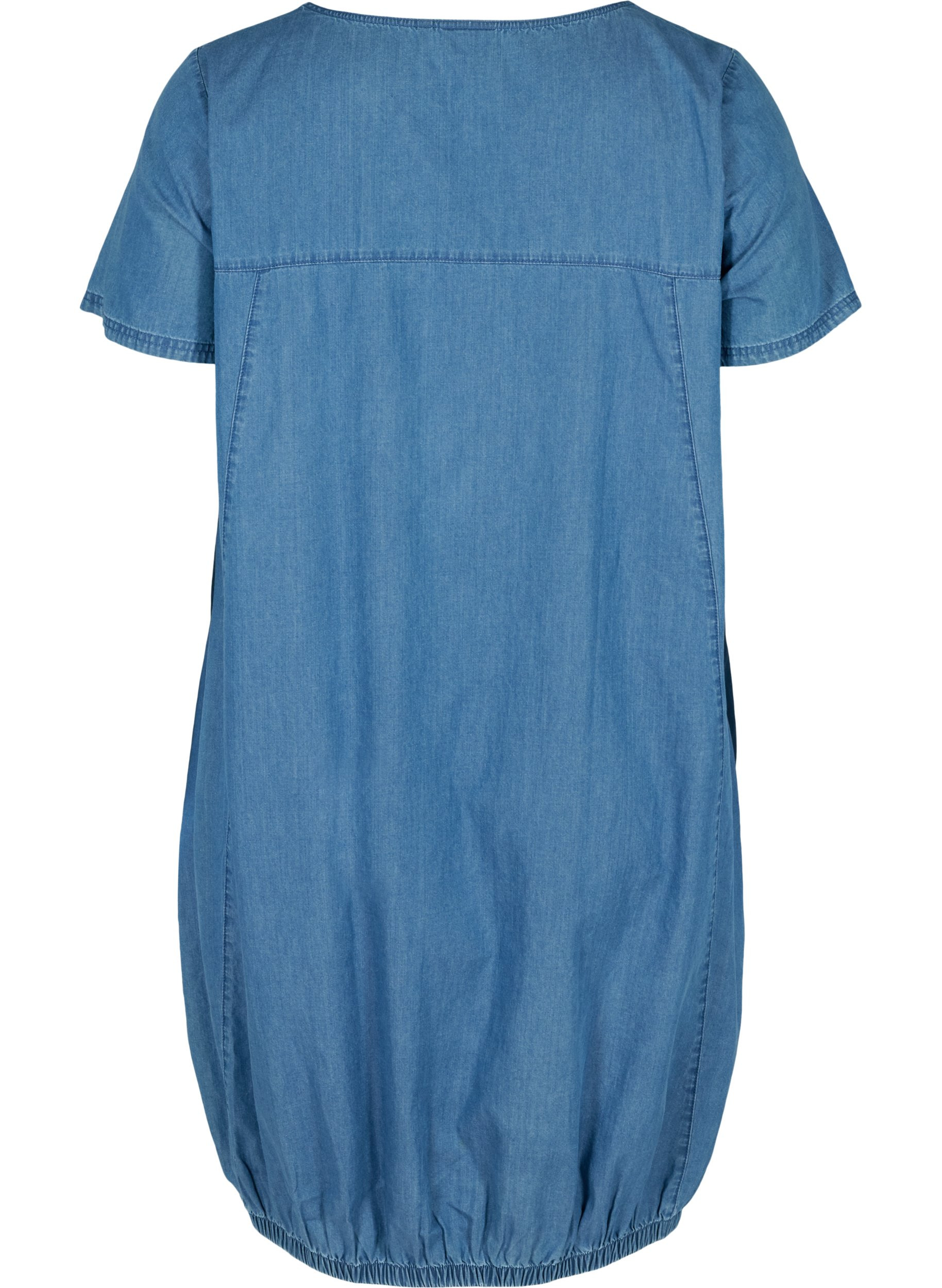 Kurzarm Denimkleid mit Taschen, Blue denim, Packshot image number 1