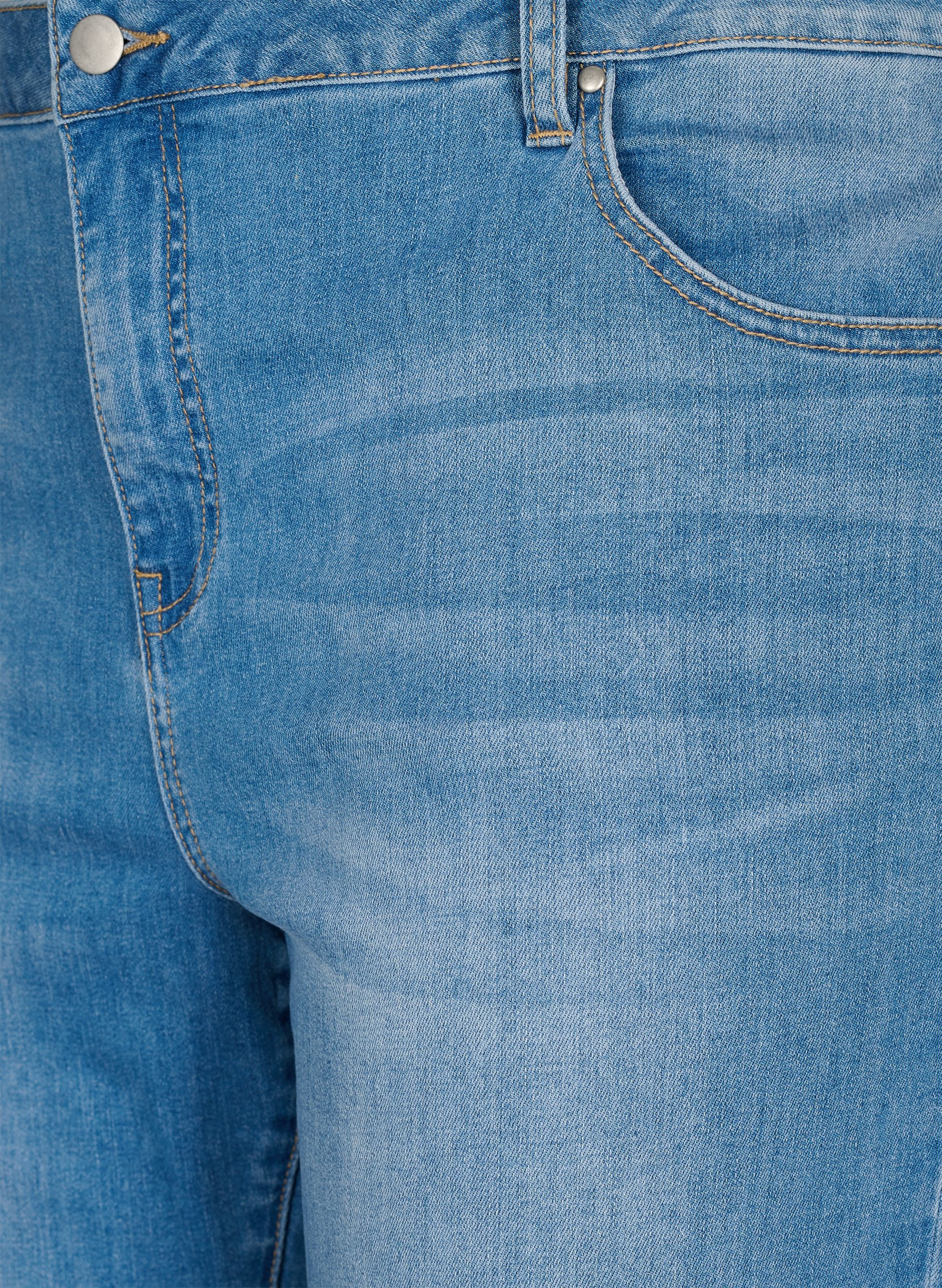 Cropped Jeans mit Kontrast, Blue denim, Packshot image number 2