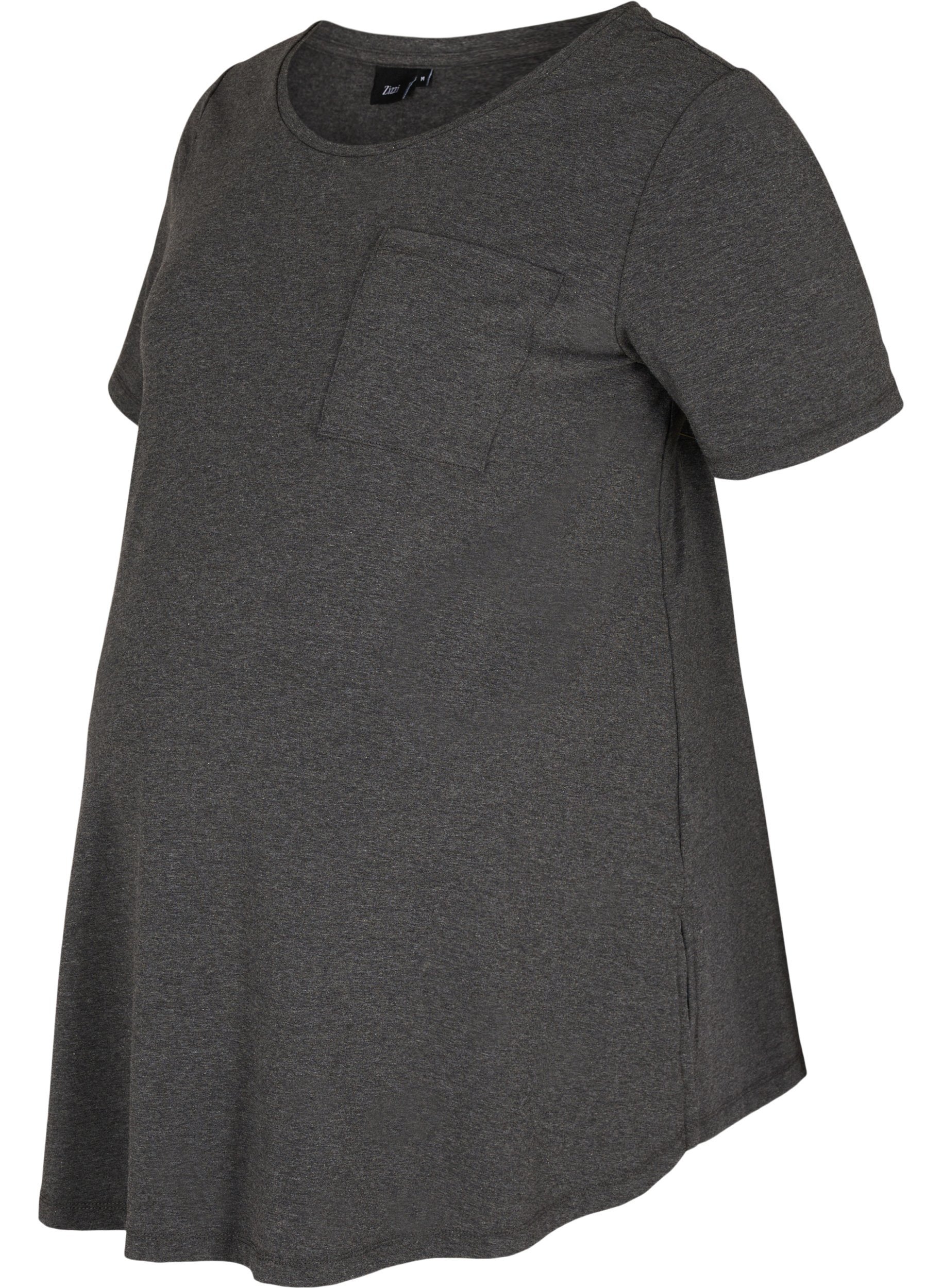Kurzarm Umstands-T-Shirt aus Baumwolle, Dark Grey Melange
