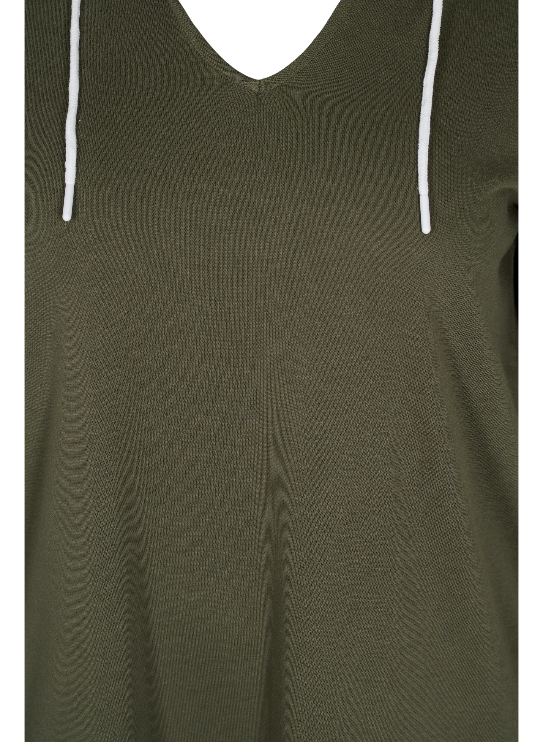 Langes Sweatshirt mit V-Ausschnitt und Kapuze, Ivy Green, Packshot image number 2