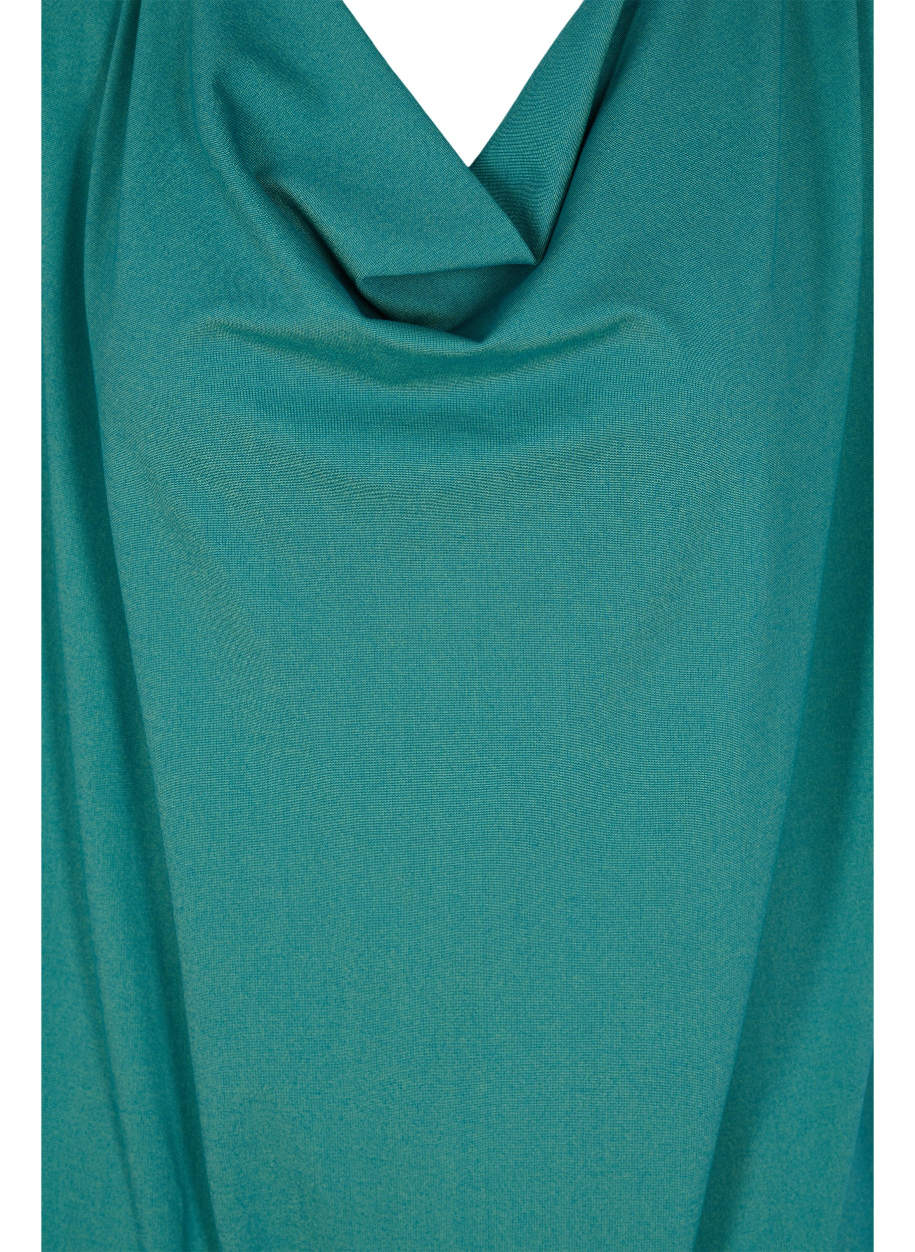 Einfarbige Tunika mit 3/4-Ärmeln, Teal Green Melange, Packshot image number 2
