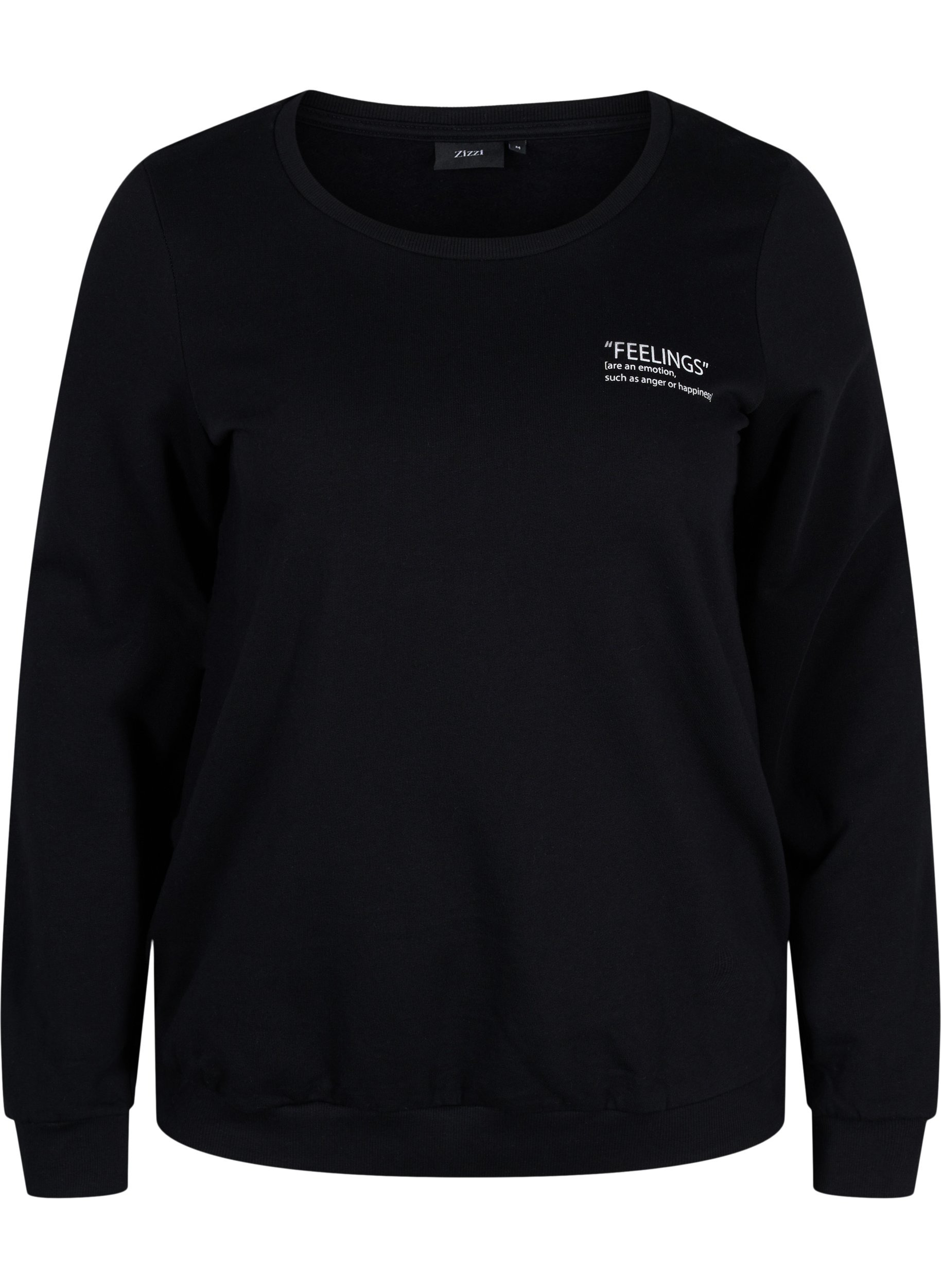 Baumwollsweatshirt mit Textaufdruck, Black, Packshot image number 0
