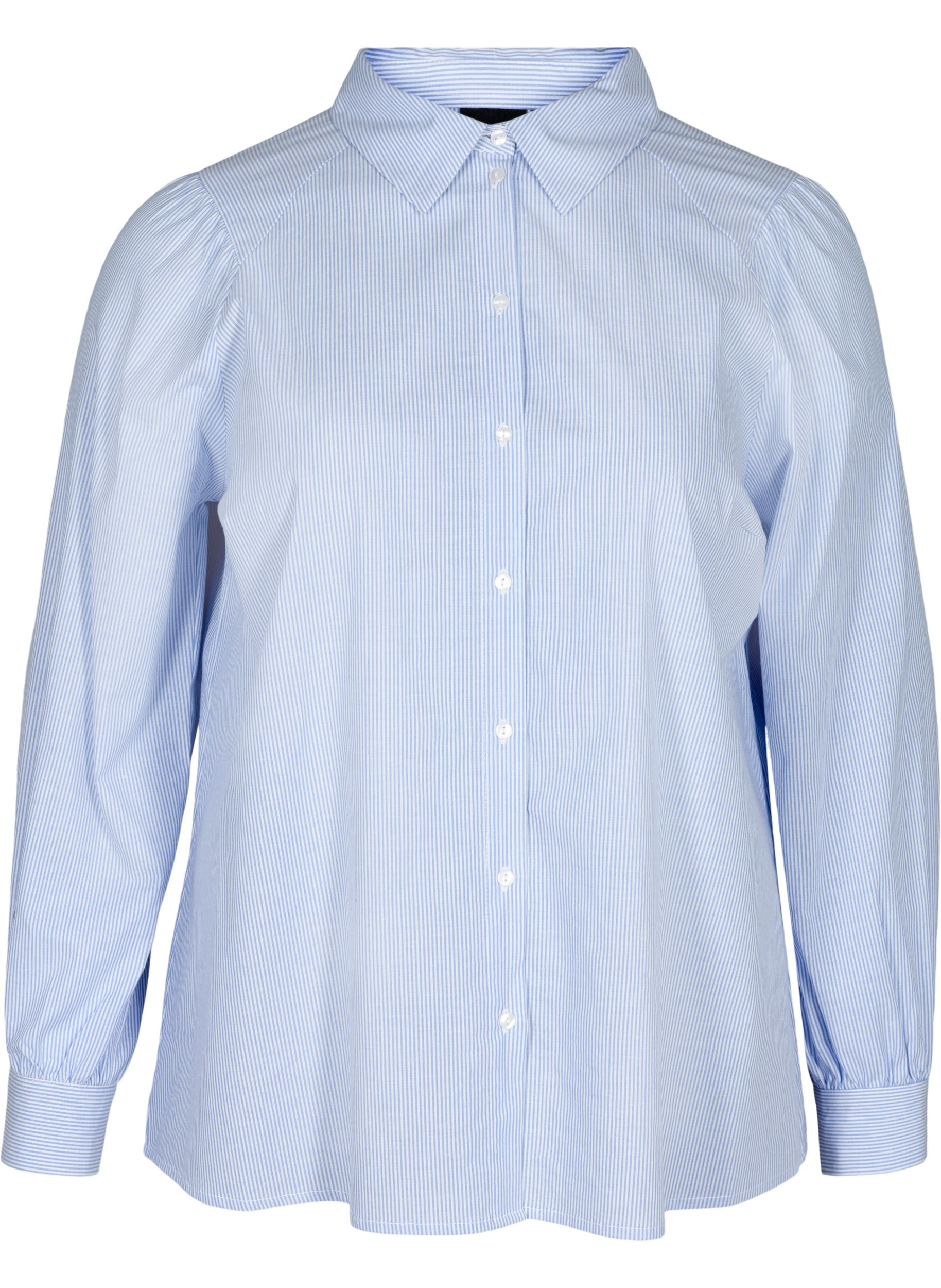 Gestreifte Bluse aus Baumwolle, White/Blue stripe, Packshot image number 0