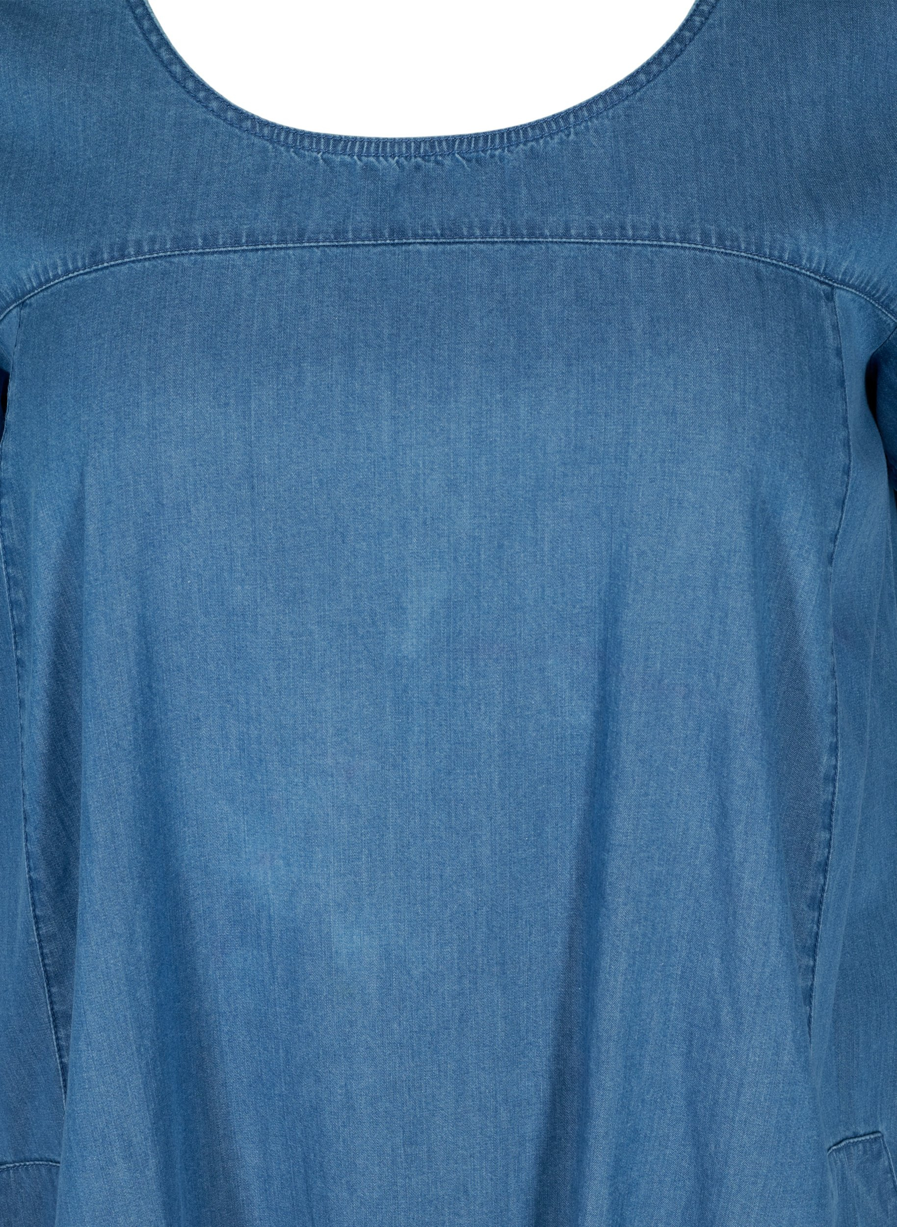 Kurzarm Denimkleid mit Taschen, Blue denim, Packshot image number 2