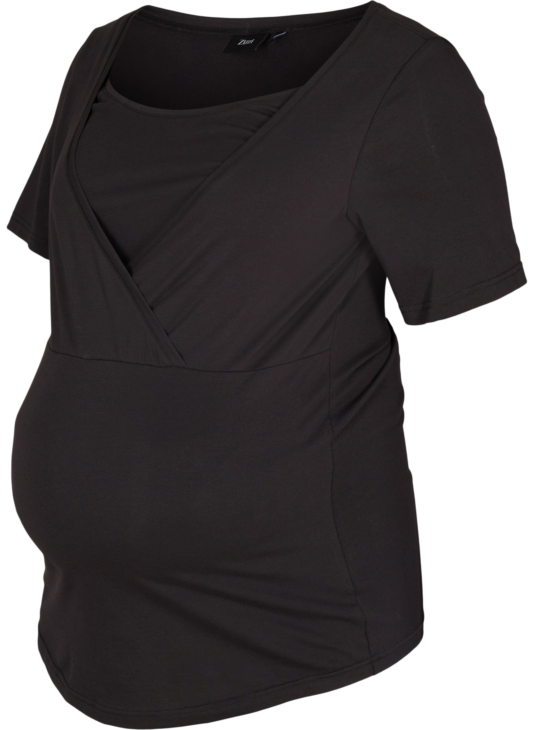 Kurzarm Schwangerschafts-T-Shirt aus Baumwolle, Black, Packshot image number 0