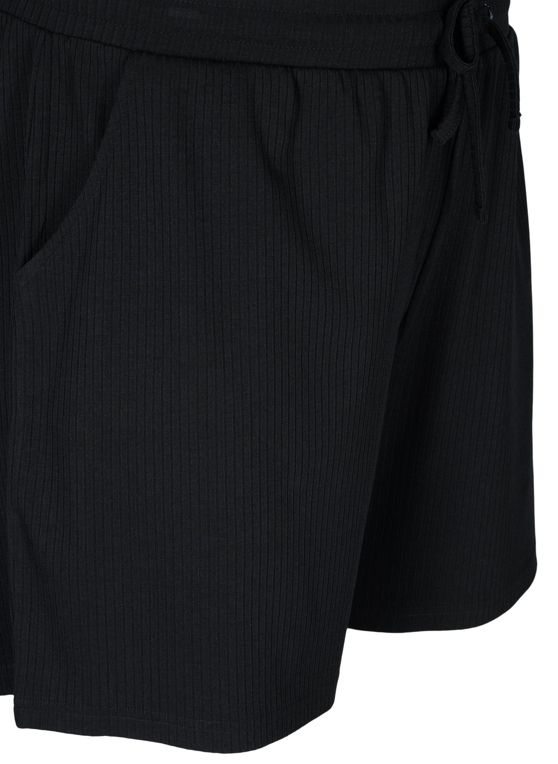 Shorts aus Rippqualität mit Taschen, Black, Packshot image number 2