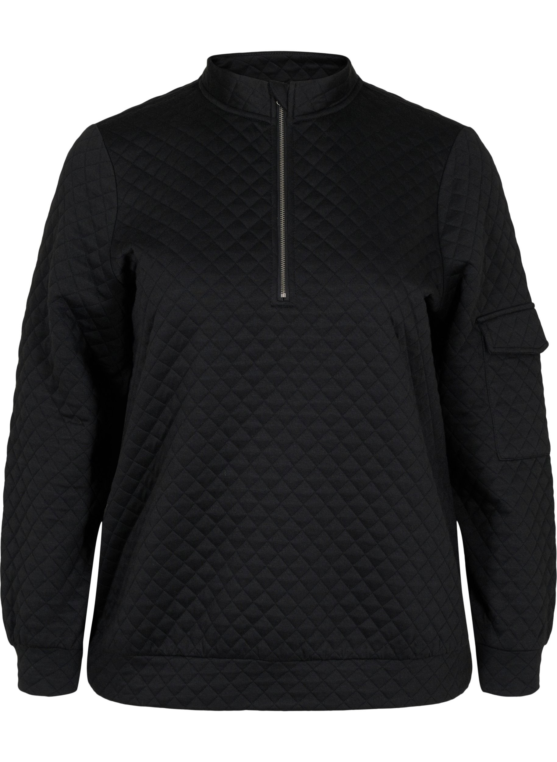 Stepp-Sweatshirt mit Reißverschluss, Black, Packshot image number 0