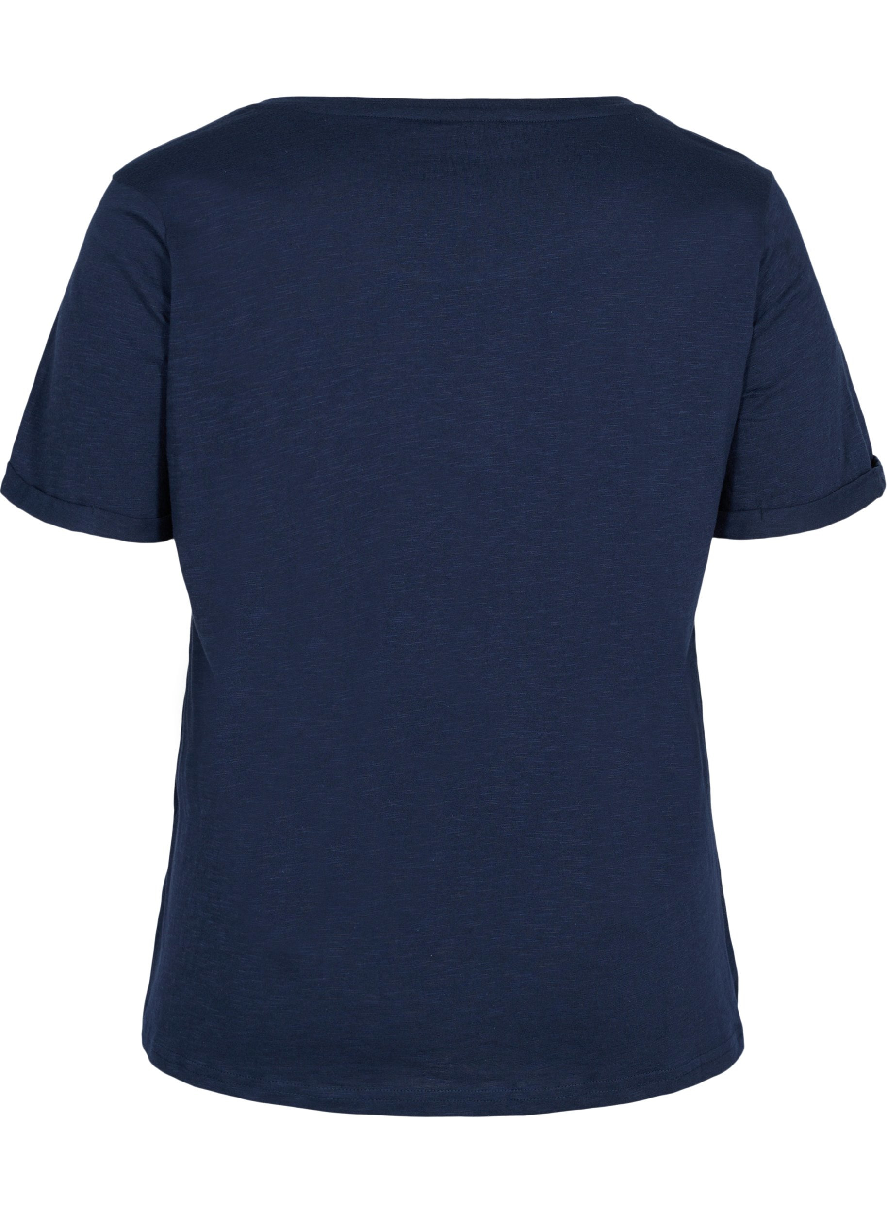 Baumwoll-T-Shirt mit kurzen Ärmeln, Navy Blazer, Packshot image number 1
