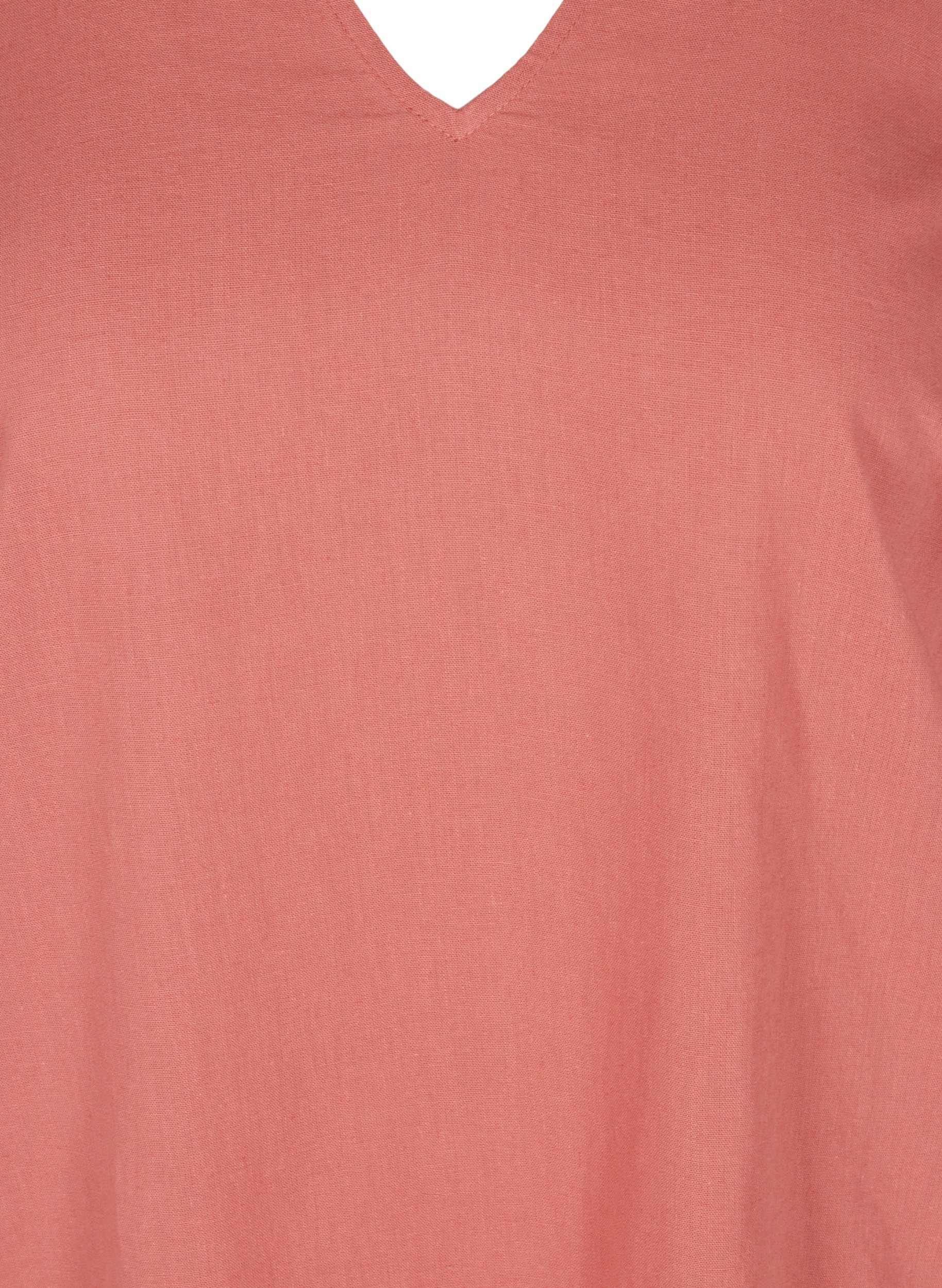 Kurzarm Kleid aus Baumwollmischung mit Leinen, Canyon Rose, Packshot image number 2