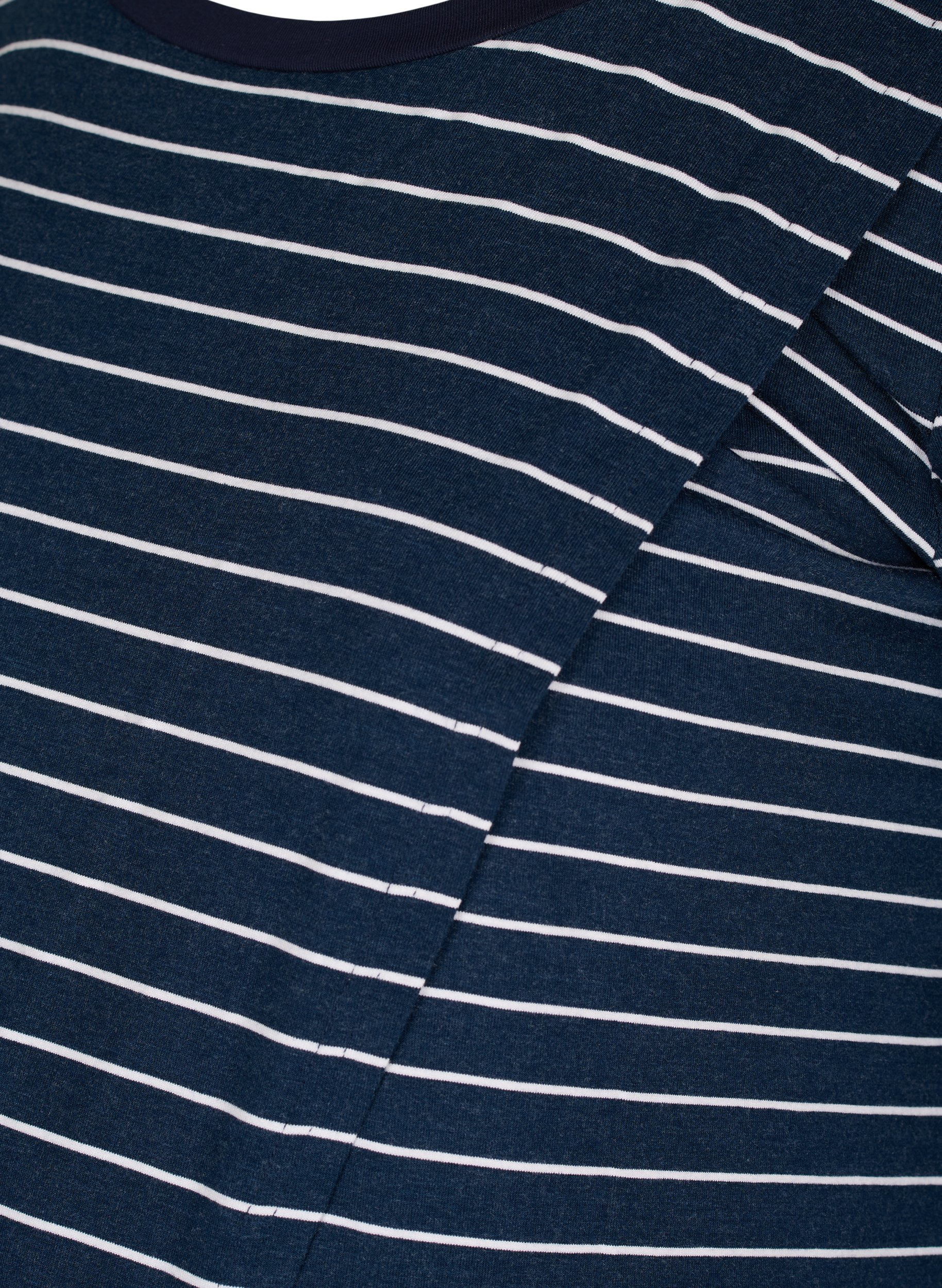 Gestreifte Schwangerschaftsbluse mit 3/4-Ärmeln, Blue Stripe , Packshot image number 2