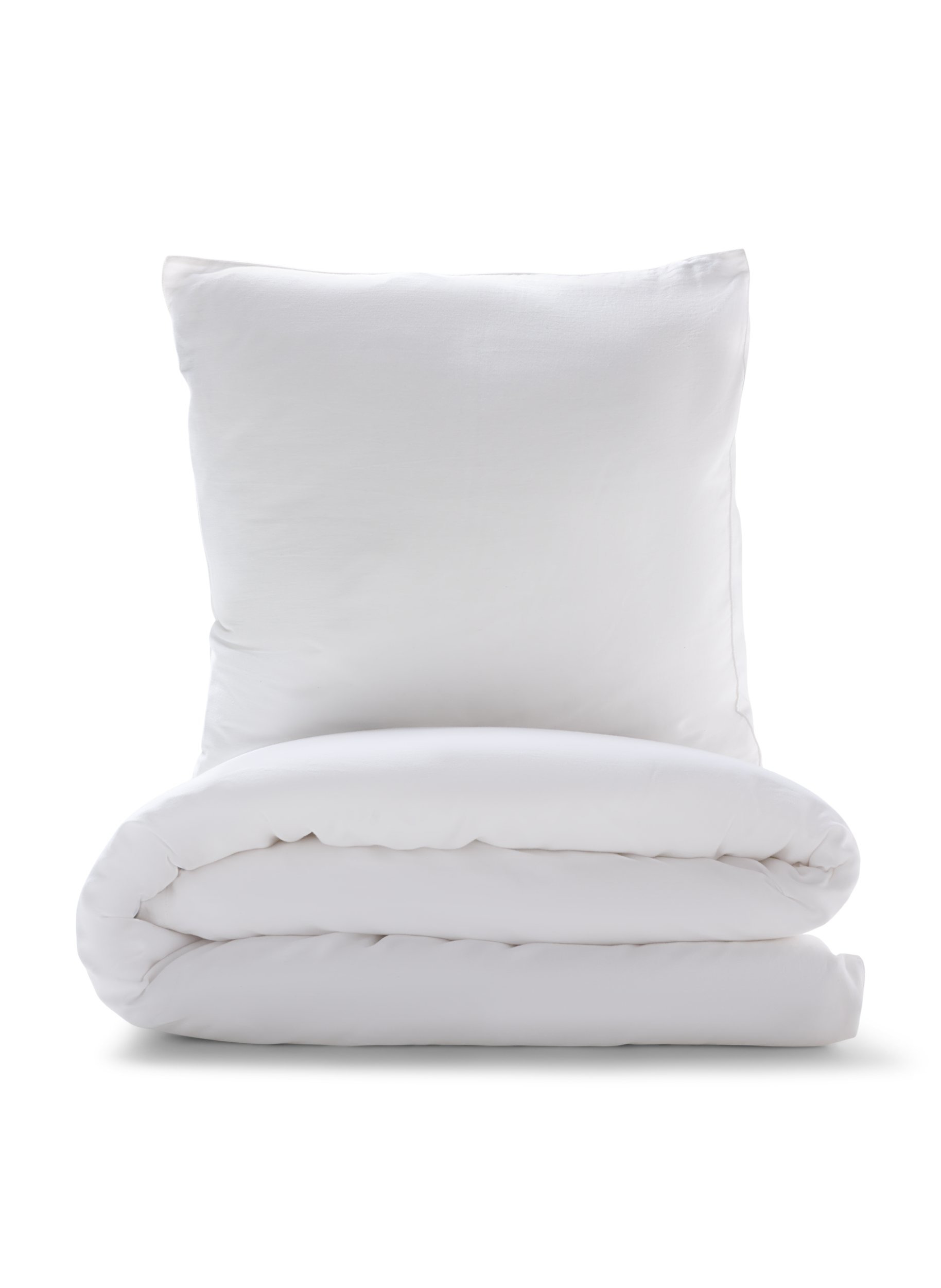 Einfarbiges Bettwäsche-Set aus Baumwolle, White Alyssum, Packshot