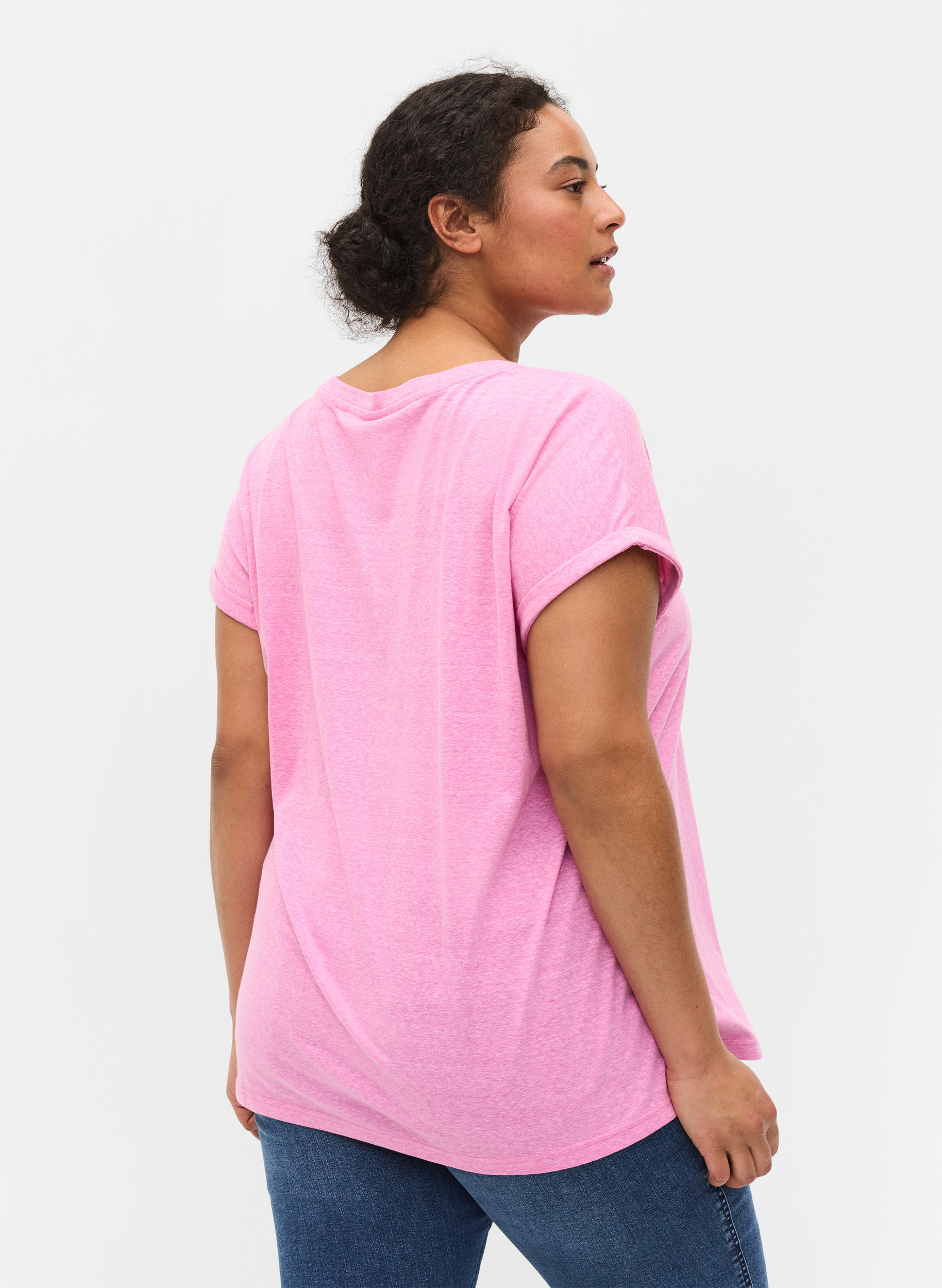 Meliertes T-Shirt aus Baumwolle, Cyclamen Melange, Model image number 1