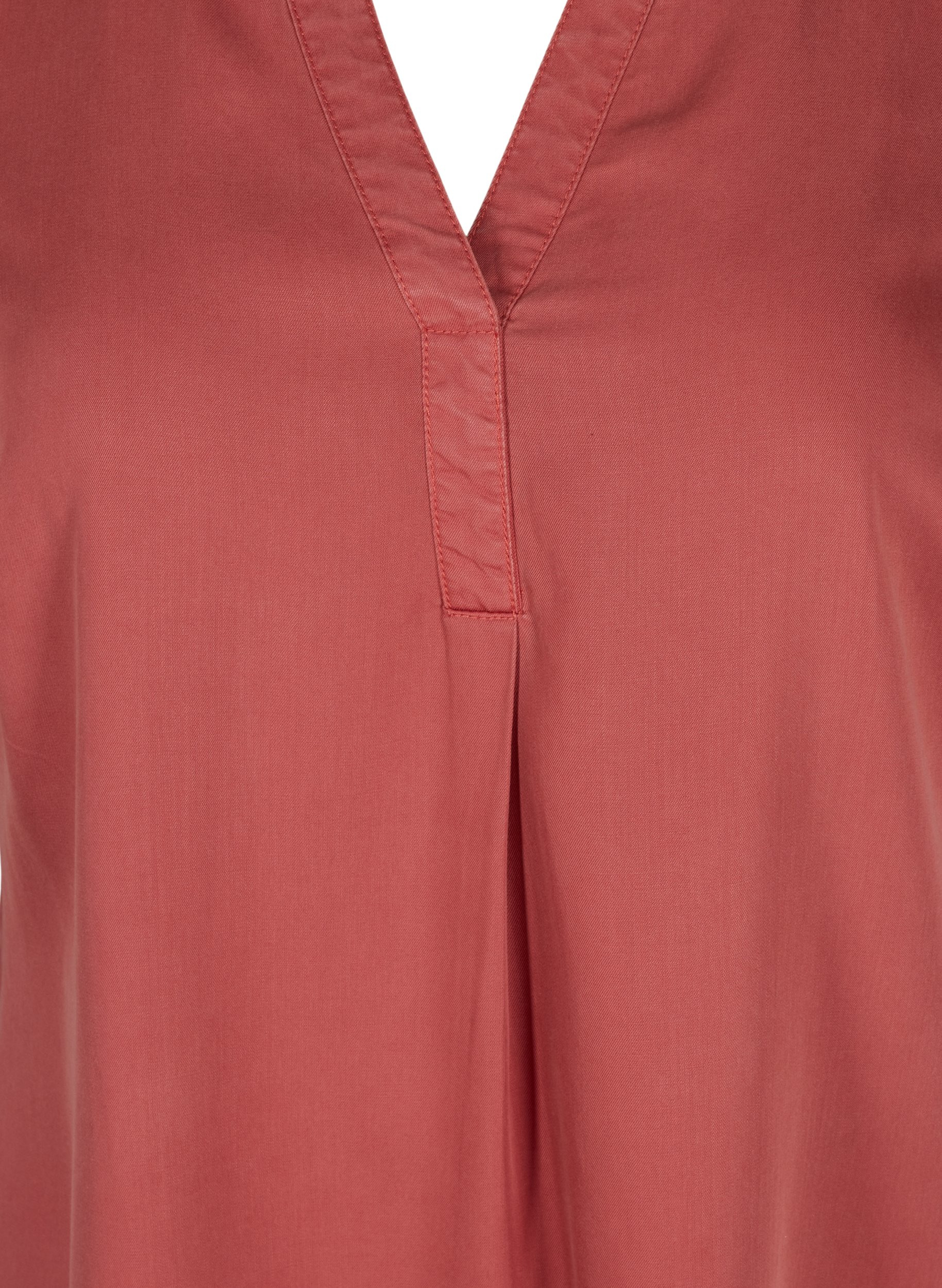 Kurzarm Kleid mit V-Ausschnitt, Marsala, Packshot image number 2