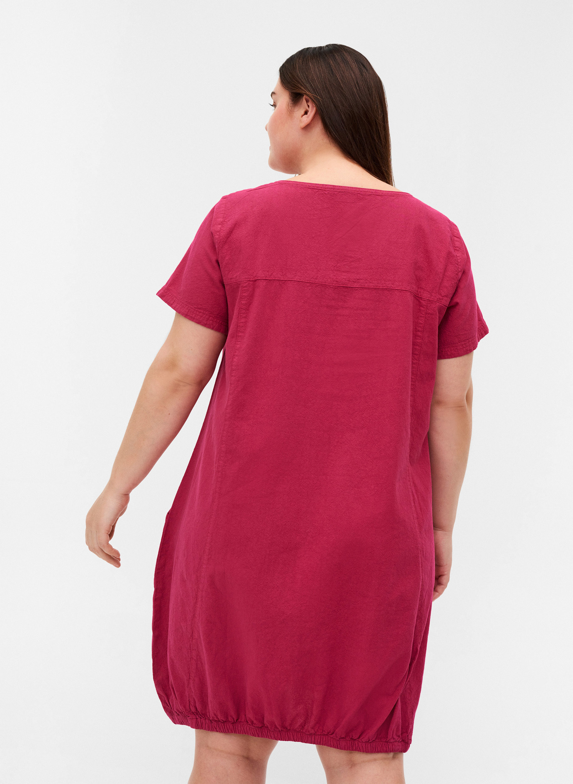 Kurzarm Kleid aus Baumwolle, Sangria, Model image number 1