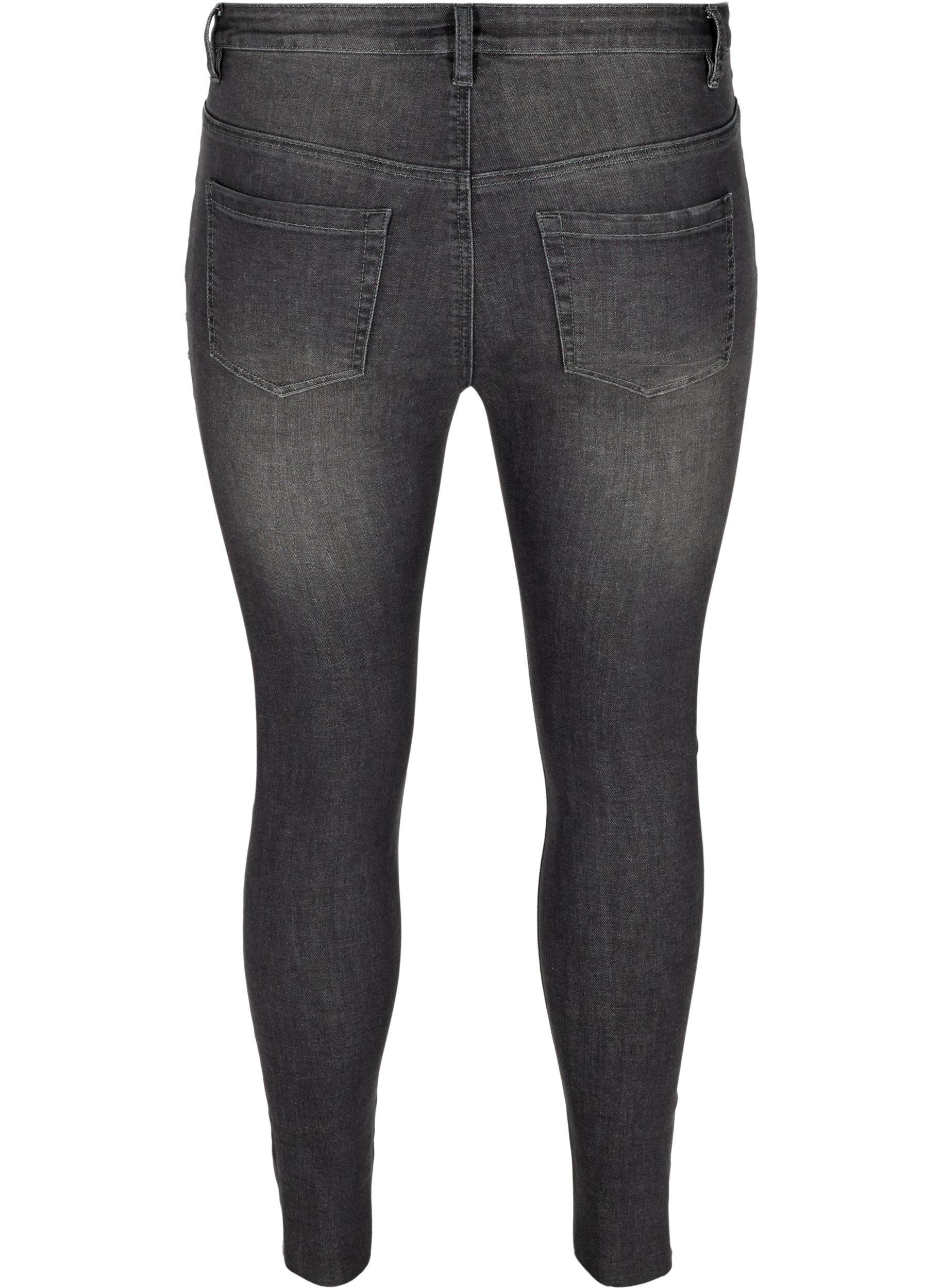 Hochtaillierte Amy Jeans mit Nieten an der Seitennaht, Dark Grey Denim, Packshot image number 1