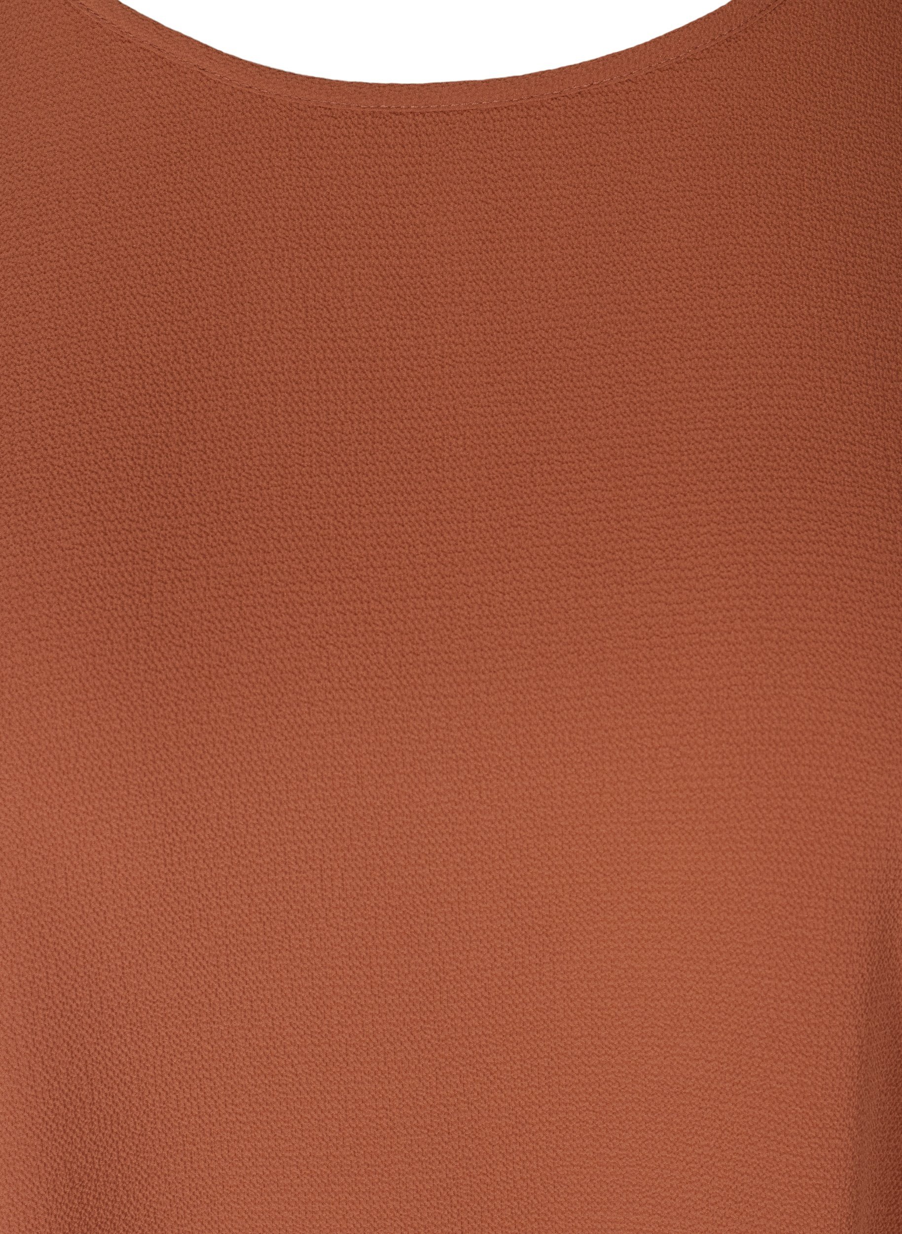 Bluse mit kurzen Ärmeln und Rundhalsausschnitt, Copper Brown, Packshot image number 2